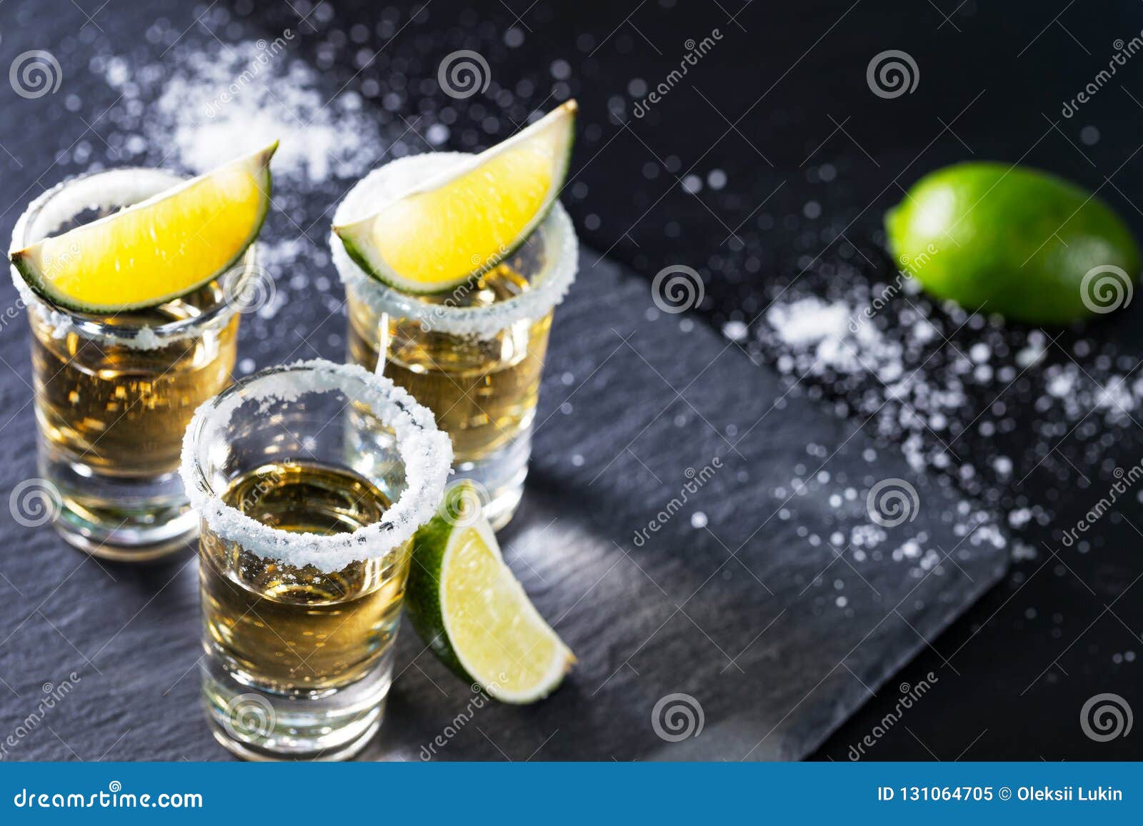 Three Piles of Mexican Tequila with Lime and Salt Stock Image - Image ...