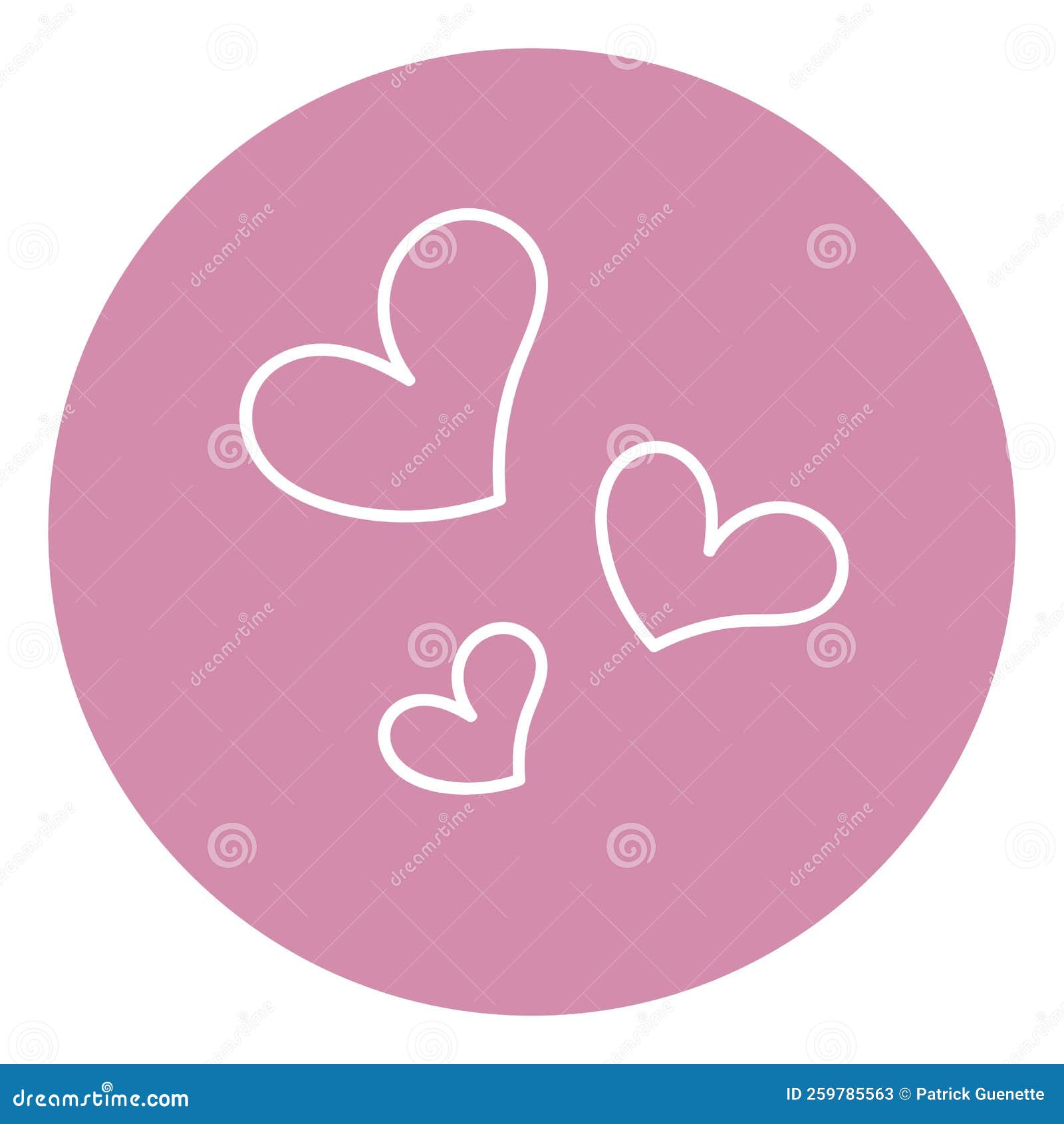 Three pink hearts, icon stock vector. Illustration of color 259785563