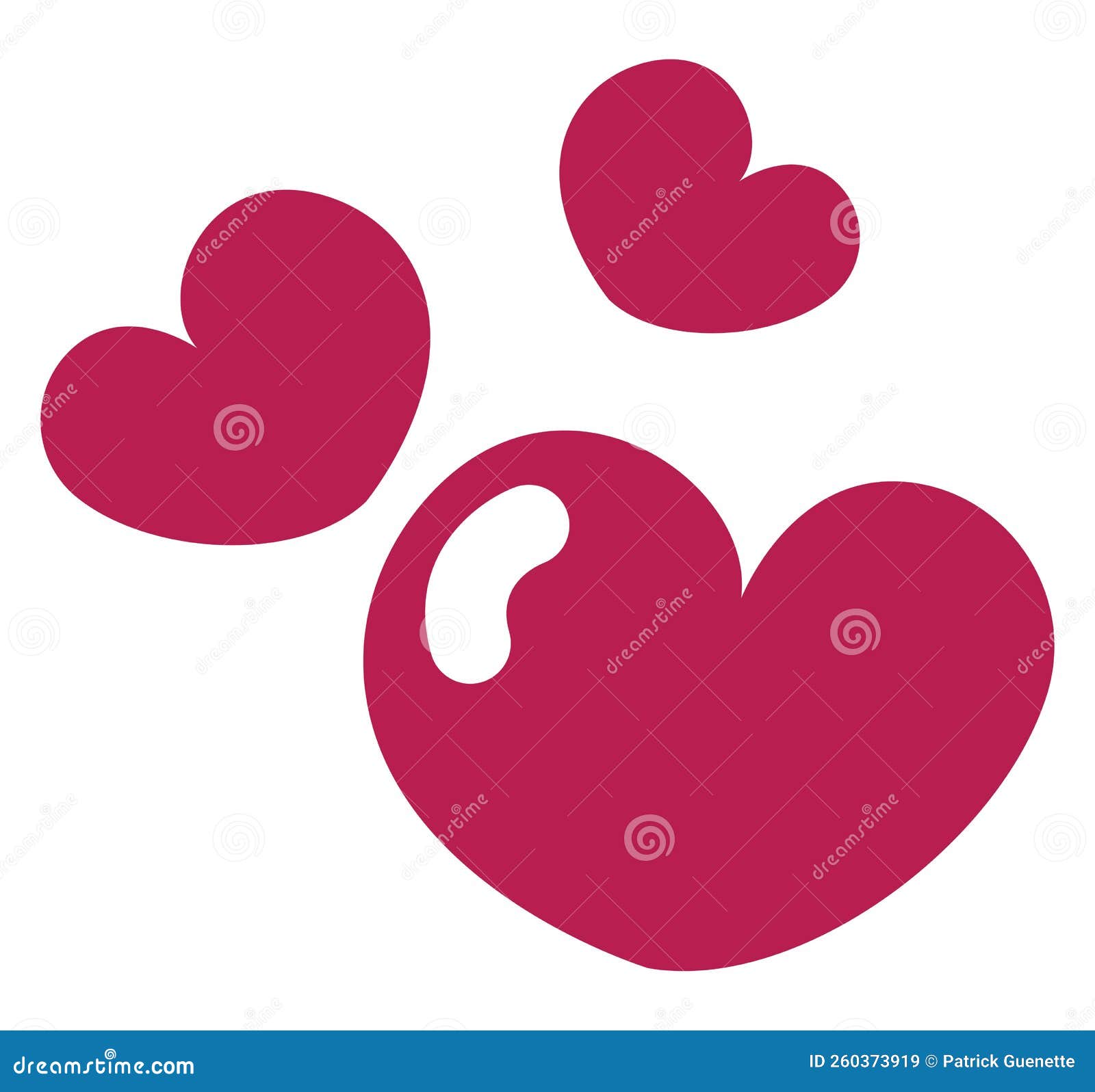 Three pink hearts, icon stock vector. Illustration of background