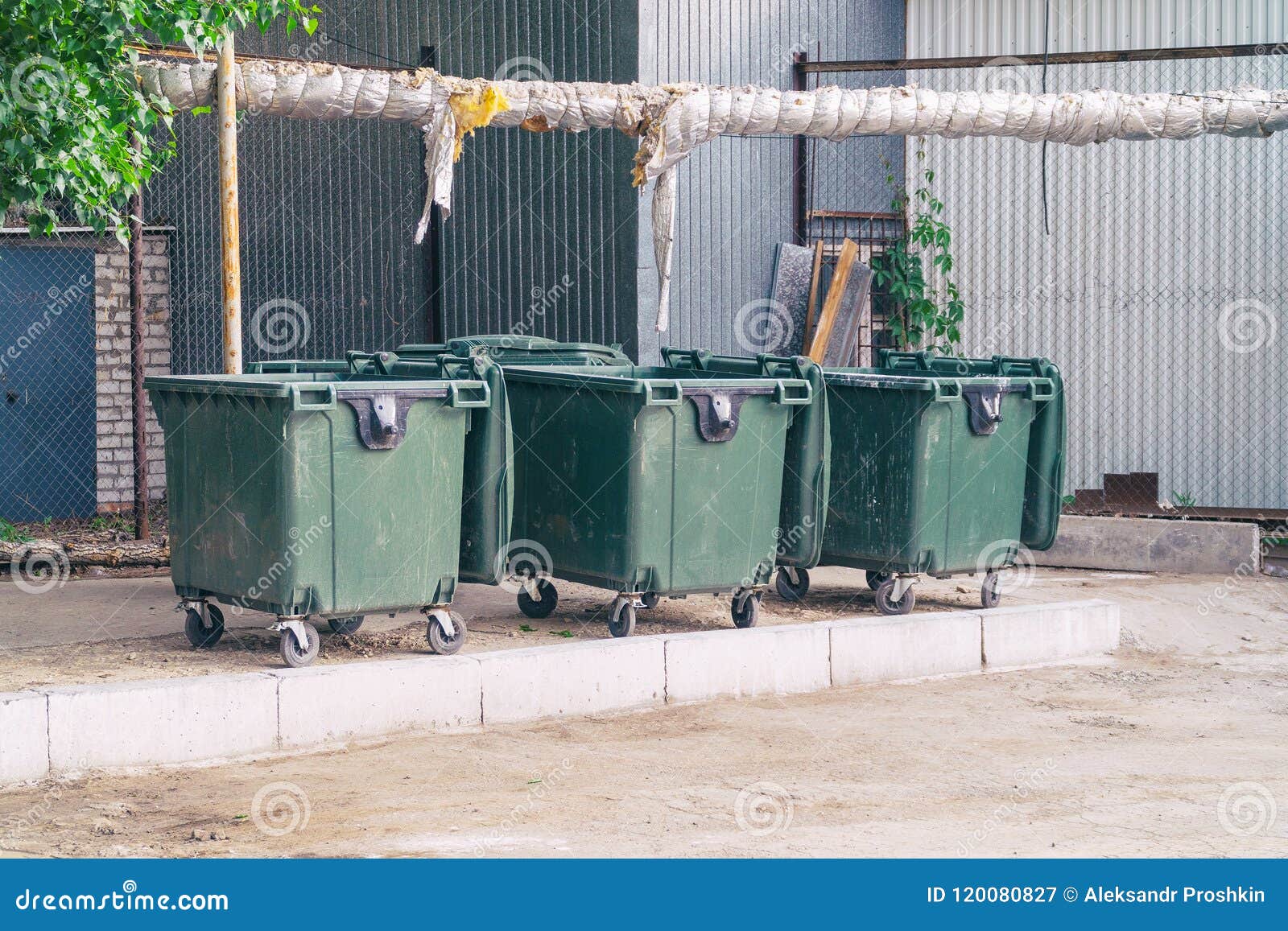 Three plastic garbage cans stock image. Image of reduce 120080827