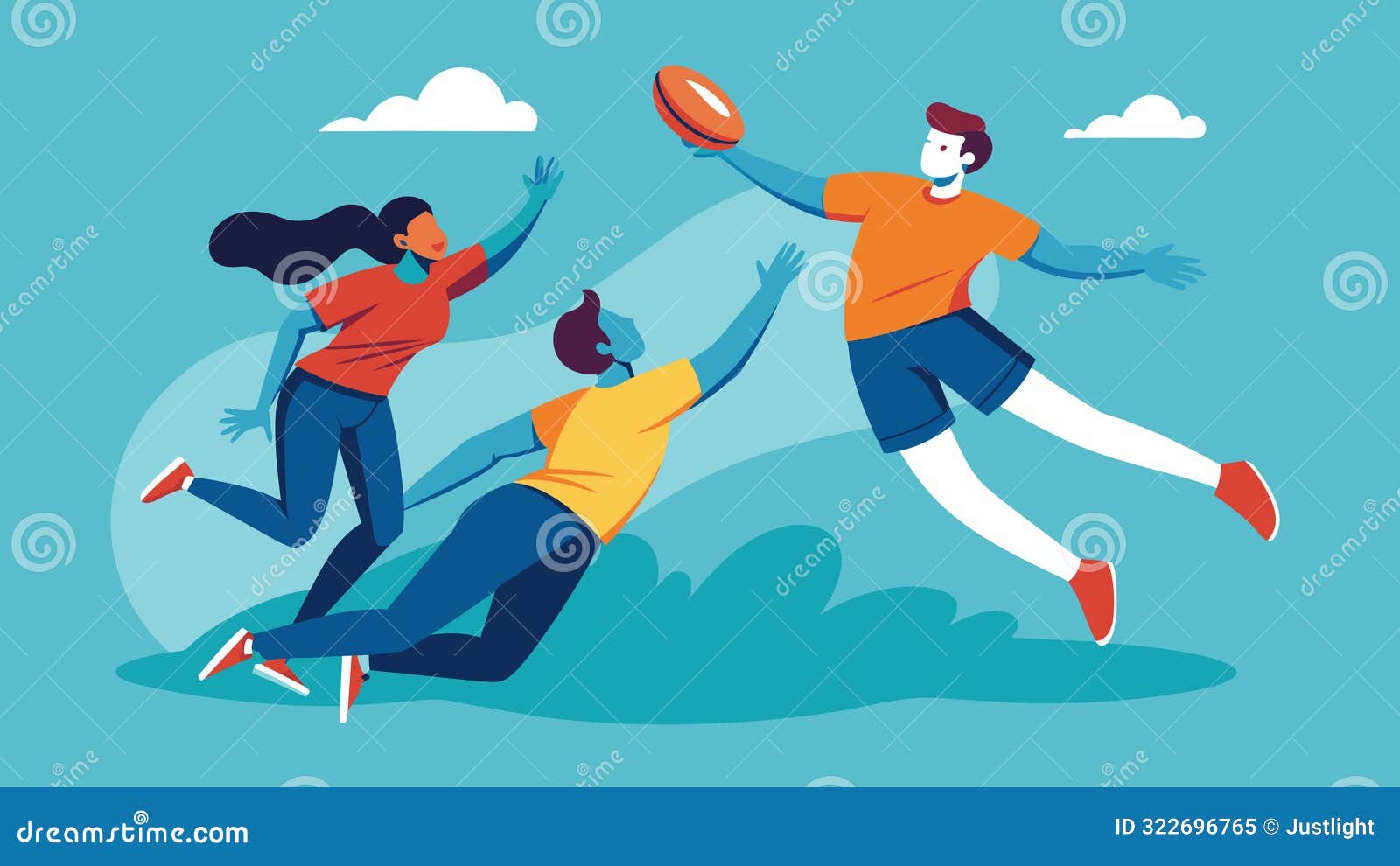 three players tangled on the ground but one manages to rise up and make a layout catch sending the disc soaring towards
