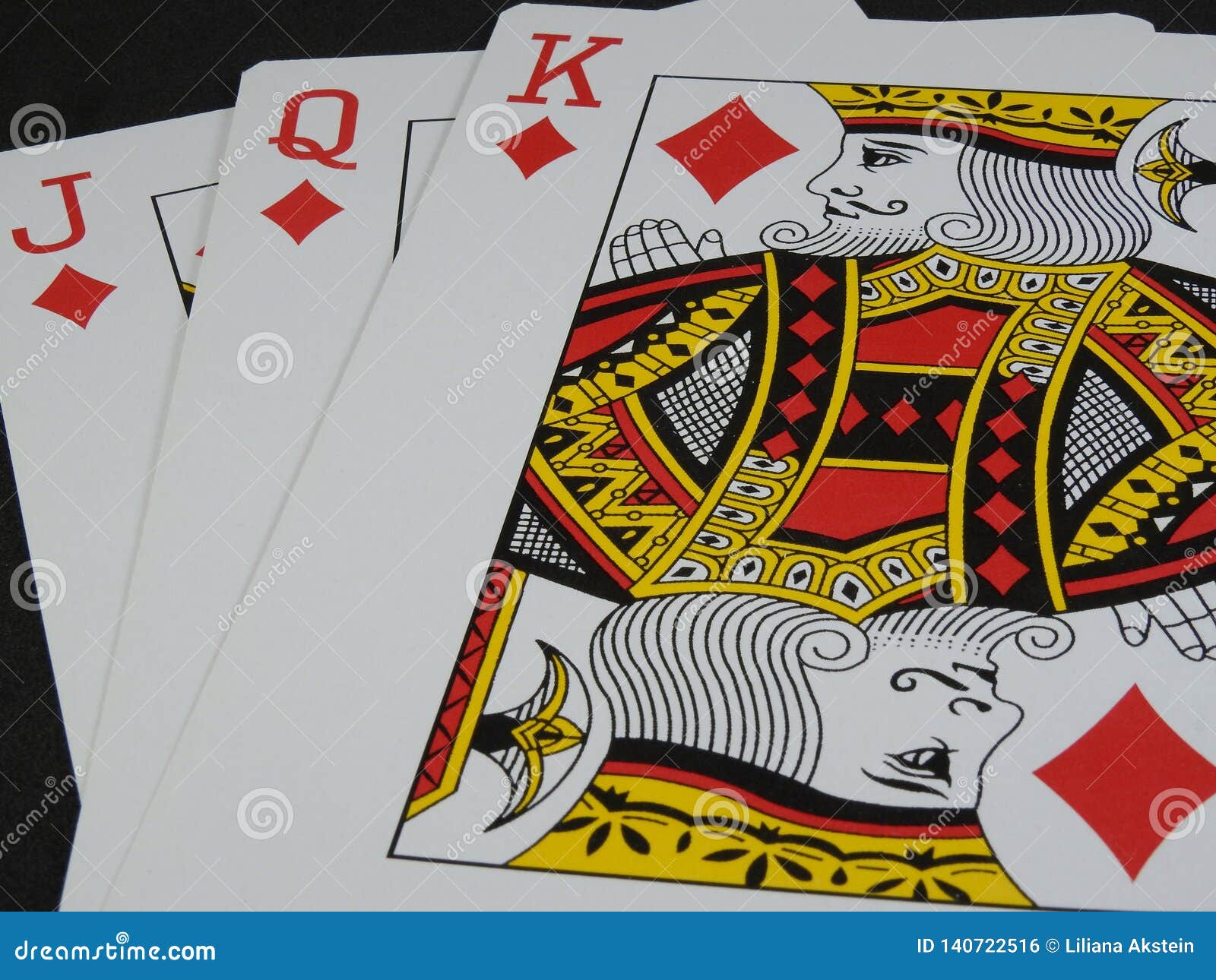 Three Playing Cards: King, Queen and Jack of Diamonds. Stock Photo - Image  of fortune, card: 140722516