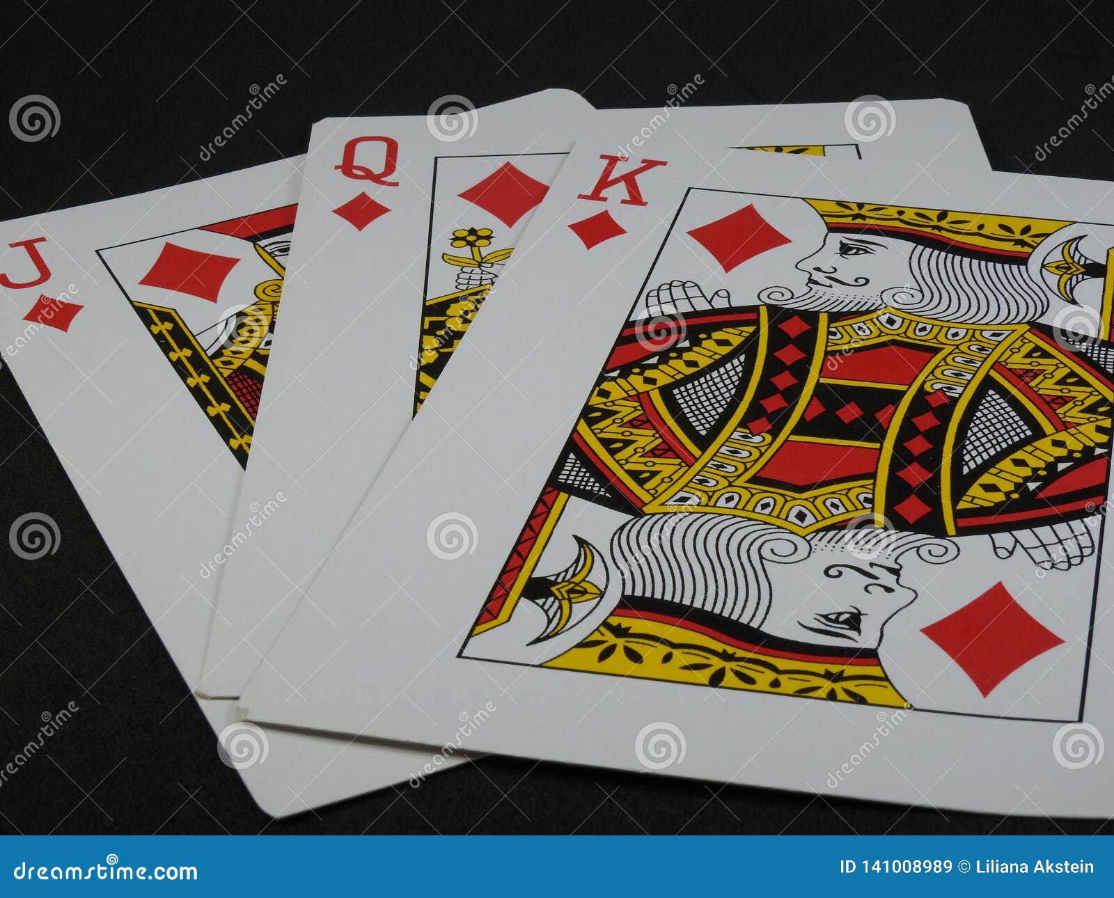 Three Playing Cards: King, Queen and Jack of Diamonds. Stock Image - Image  of game, diamonds: 141008989