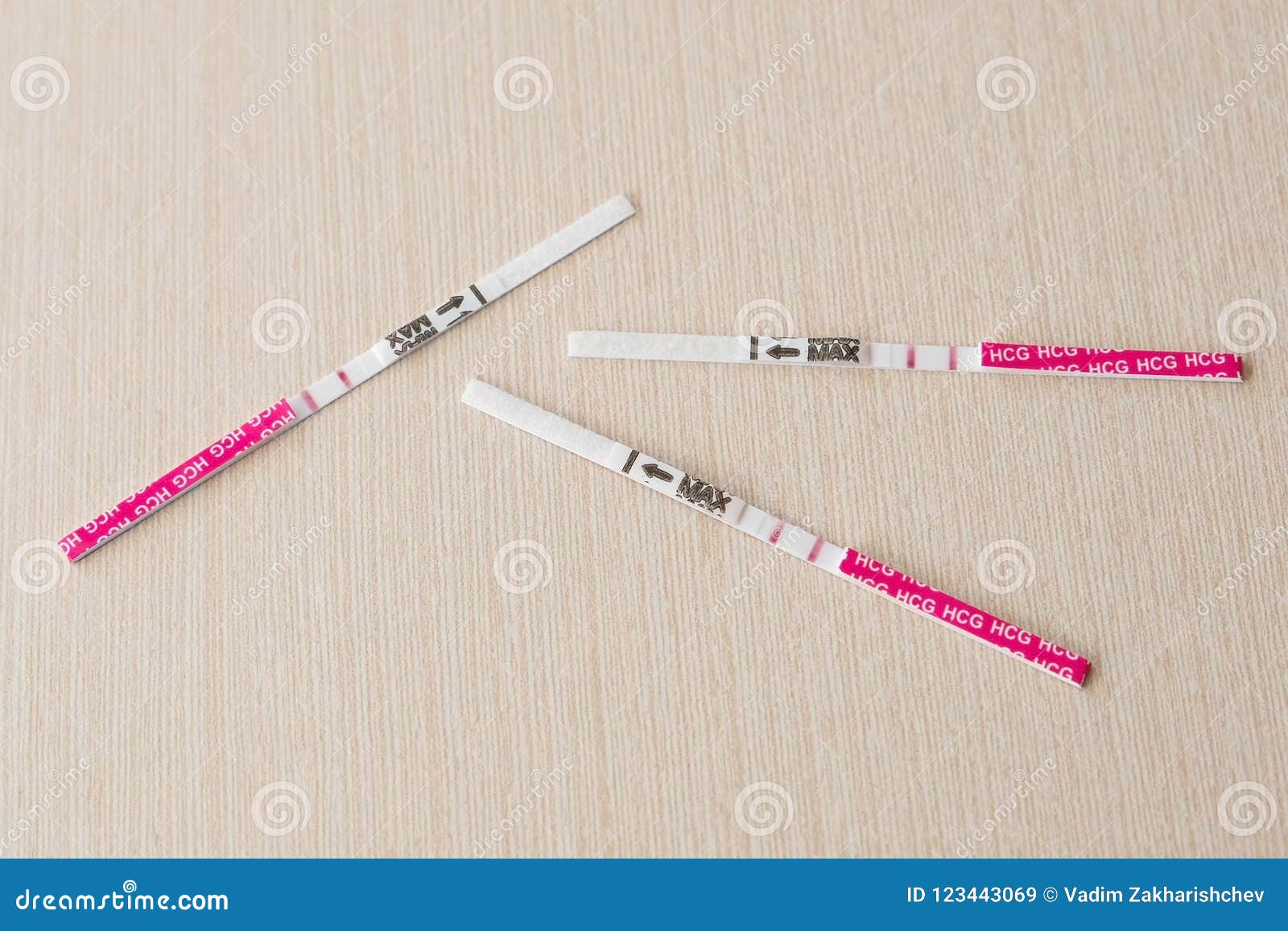 Three Positive Pregnancy Test Result with Two Strips on the Table Stock Image Image of