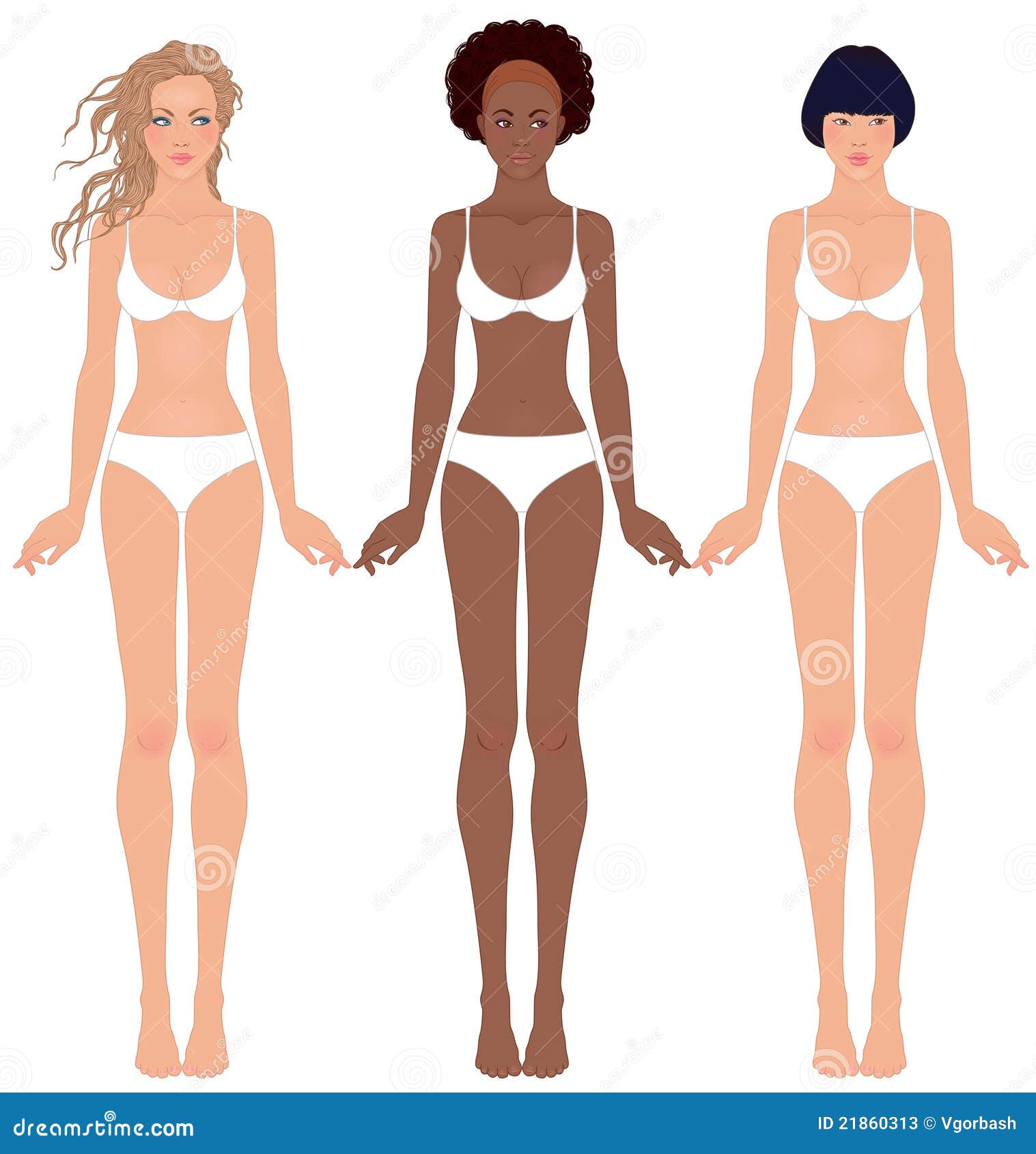 Three Pretty Teen Girls in Underwear Stock Vector - Illustration of beauty,  african: 21860313