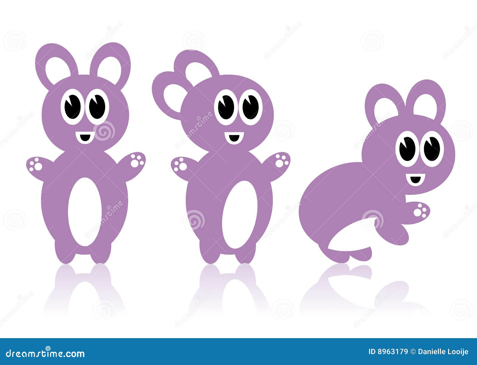 Three purple rabbits stock vector. Illustration of team 8963179