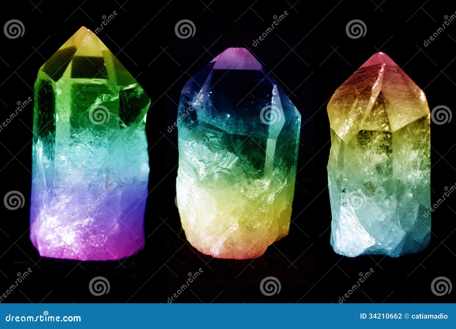 three quartz crystals