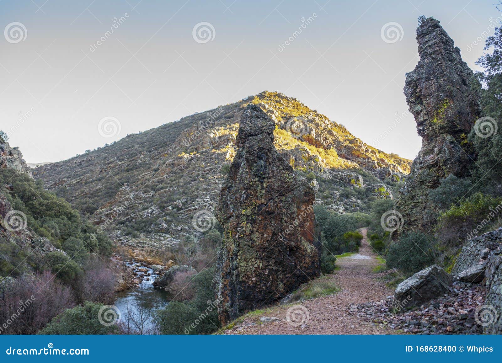 three quarzite towers site at national park of cabaneros, spain