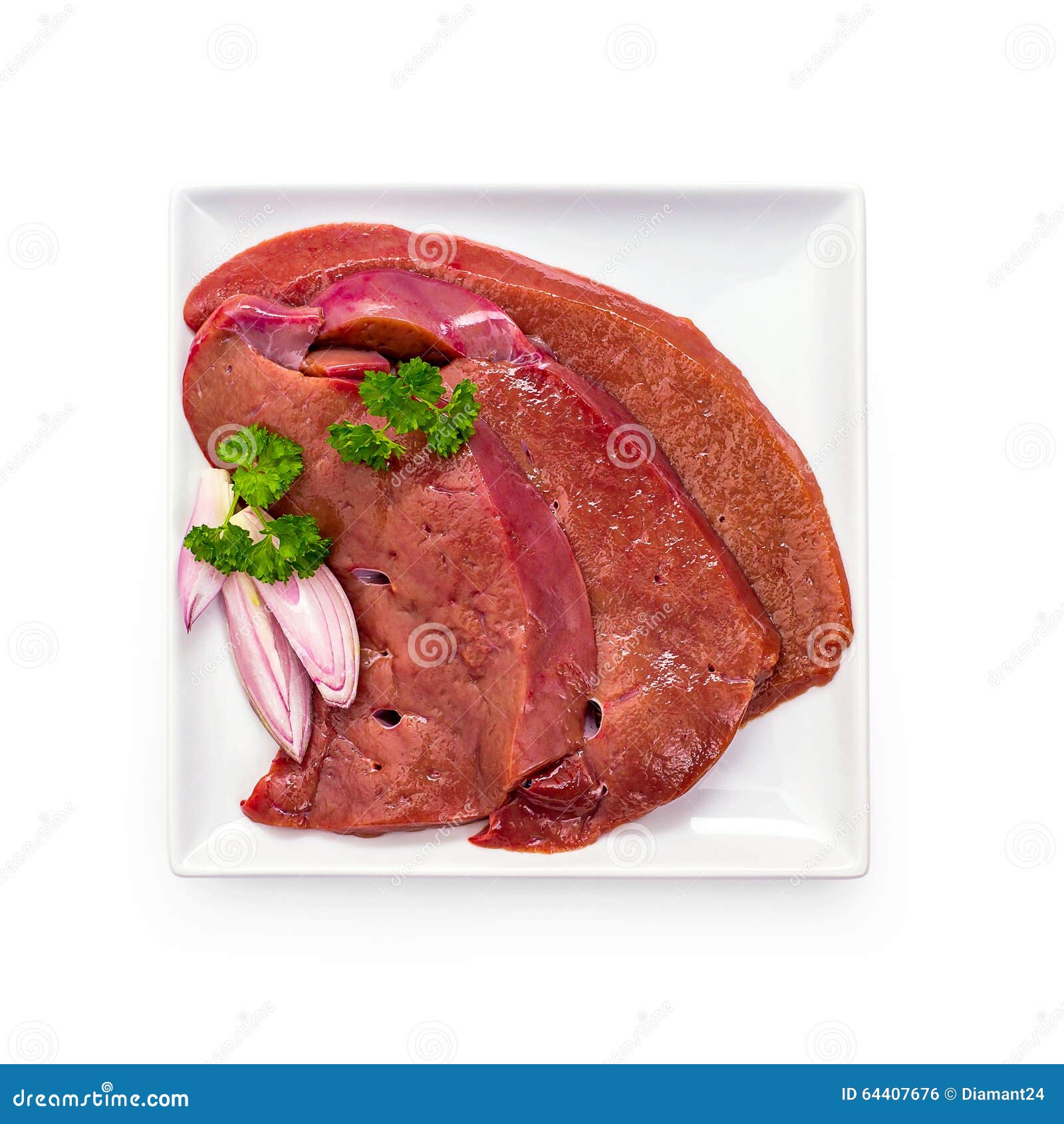 Three Raw Veal Liver Slices Isolated Stock Photo Image of cuisine
