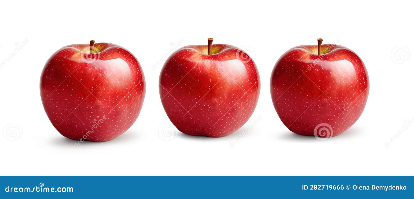 three red apples  on a white background. generative ai