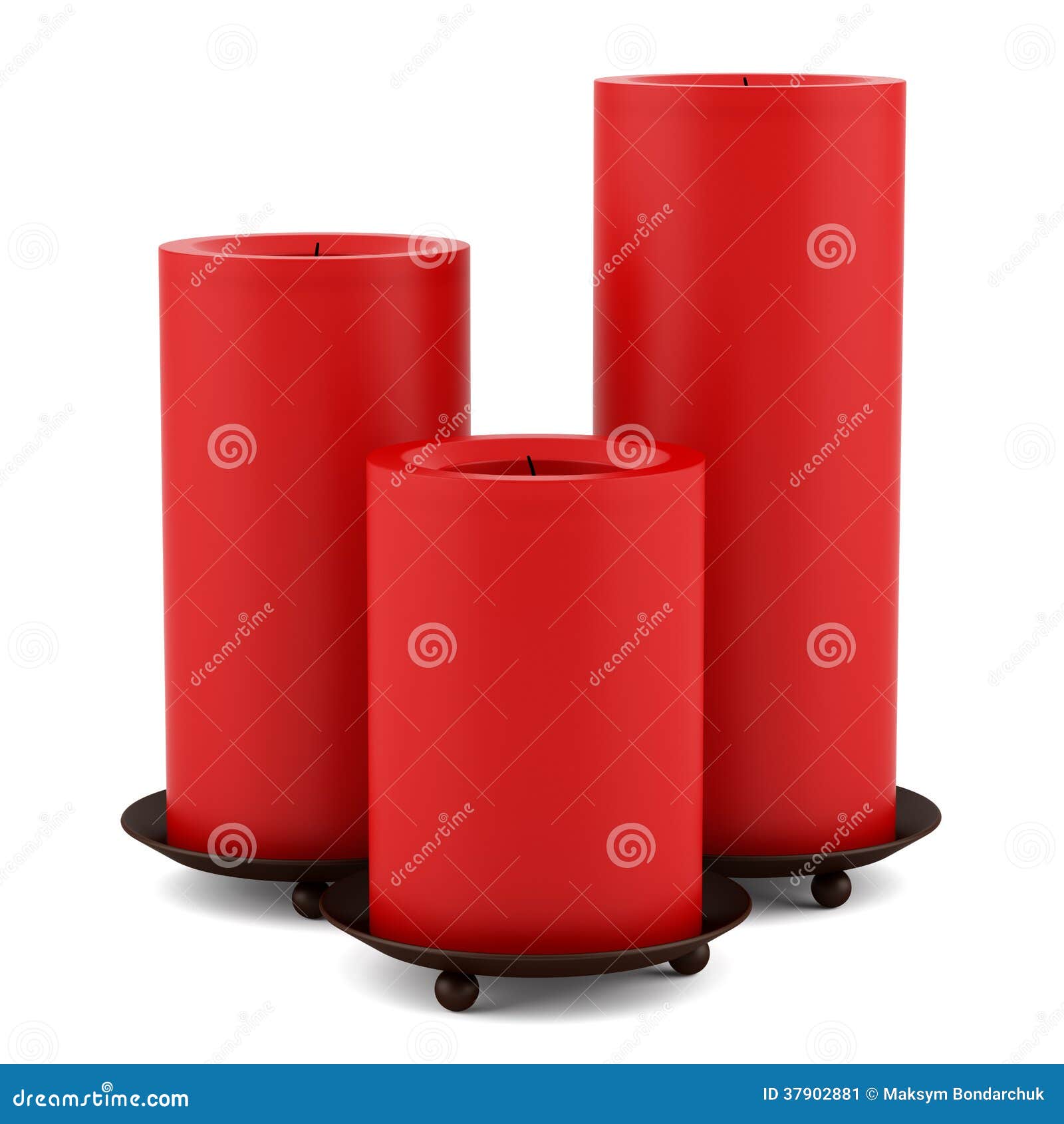 Three Red Candles Candlesticks Isolated on White Stock Illustration Illustration of group