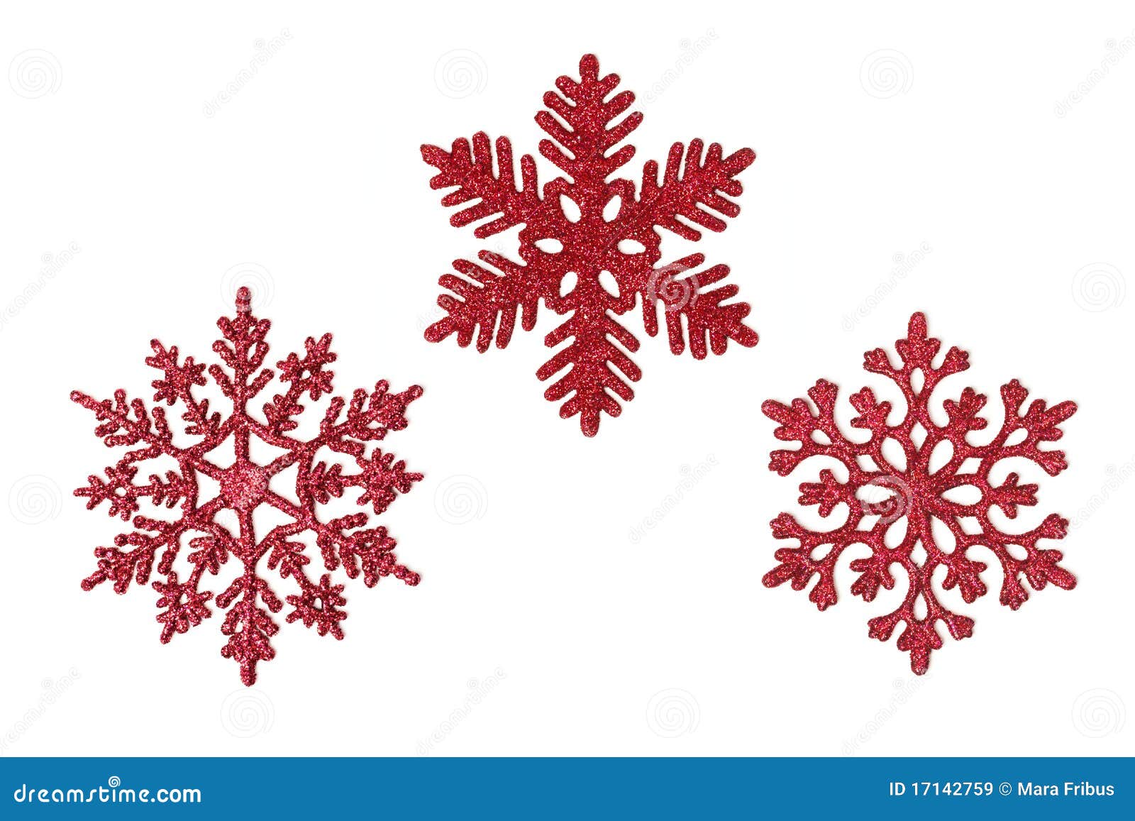 Three Red Glitter Snowflakes Stock Image - Image of snow, glitter: 17142759