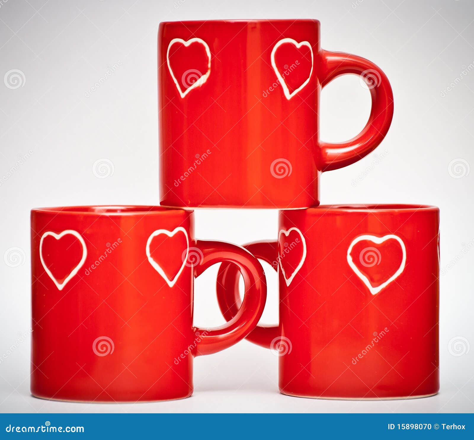Three Red Mugs with Love Signs Stock Photo - Image of valentine, shapes:  15898070