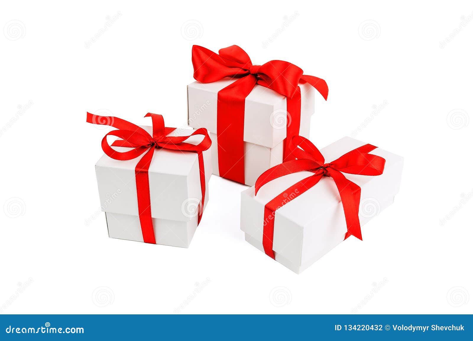Three Red Ribbon Gift Boxes Stock Photo Image of celebrations