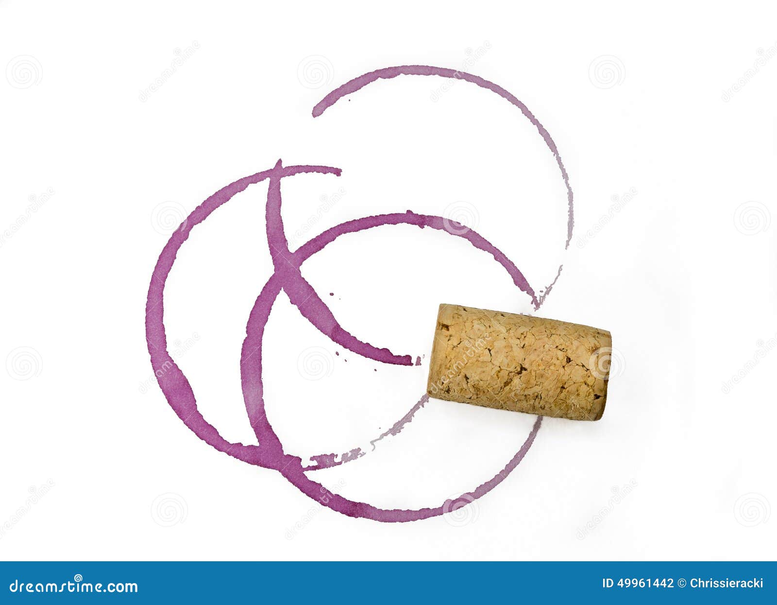 Cork, Red Wine Glass Stain, Stains, White Background Stock Photo