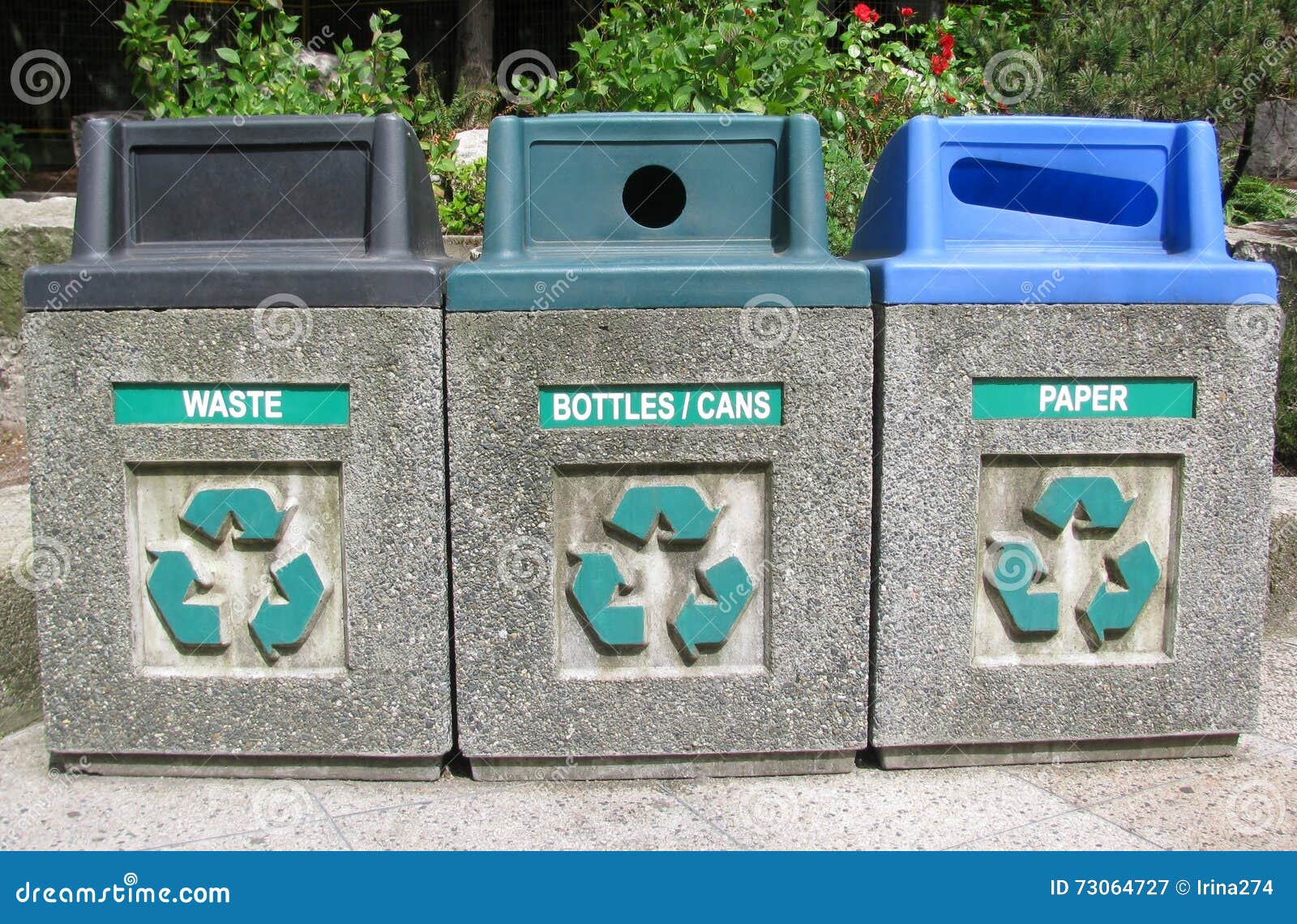 Three Roadside Bins for Recycling Household Waste. Stock Image Image