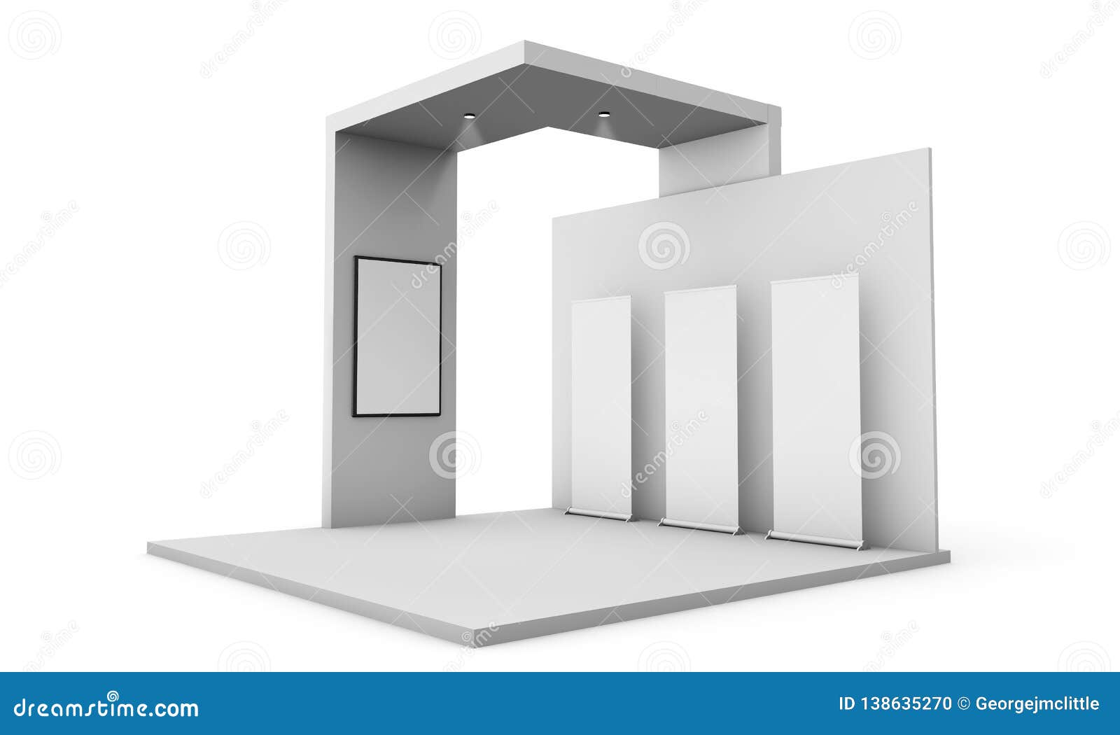 Download Three Roller And Poster At Exhibition Mockup Stock Illustration Illustration Of Design Fair 138635270