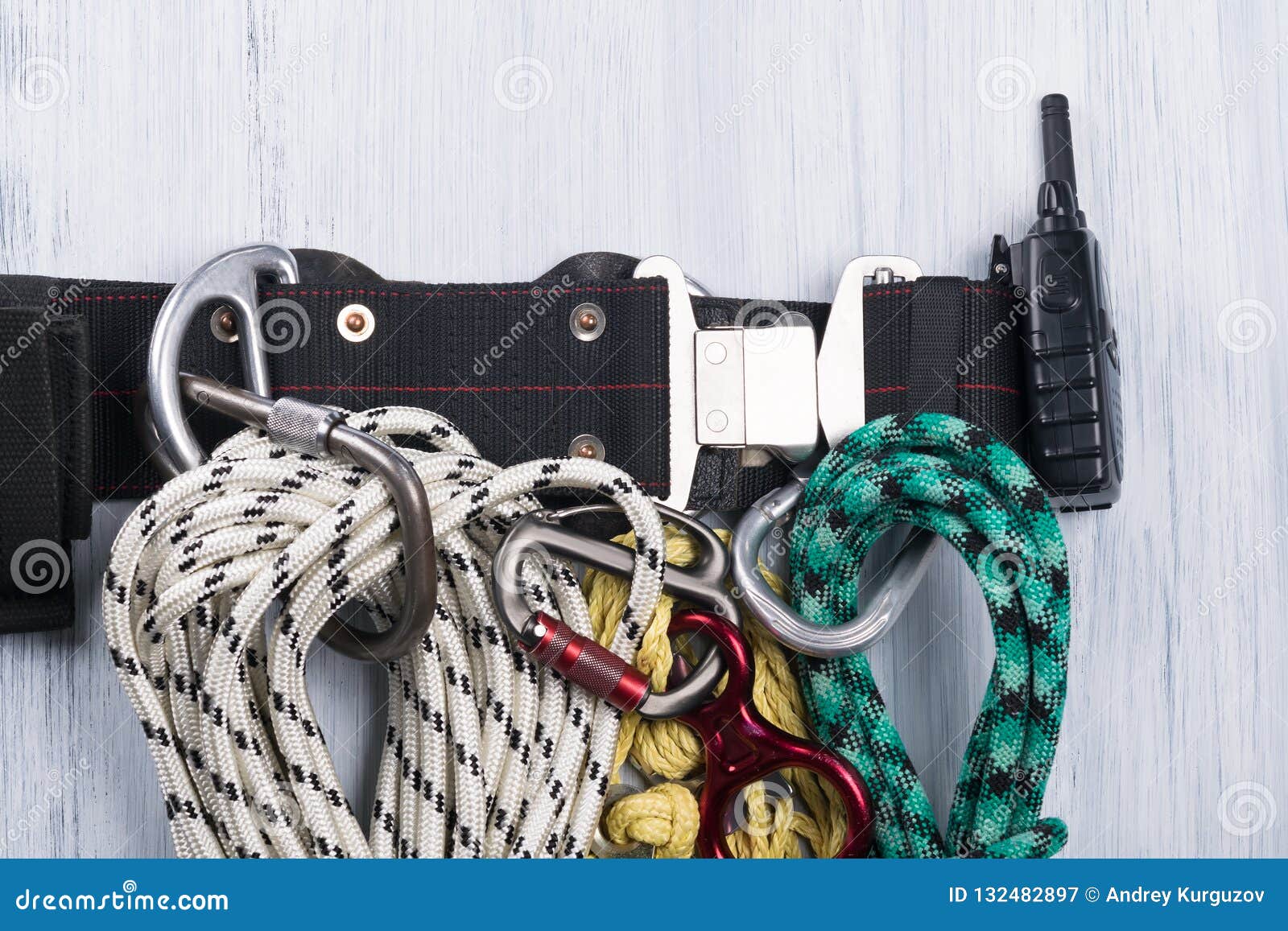 Three Ropes Neatly Hang On A Belt Concept On A Light Background Stock ...