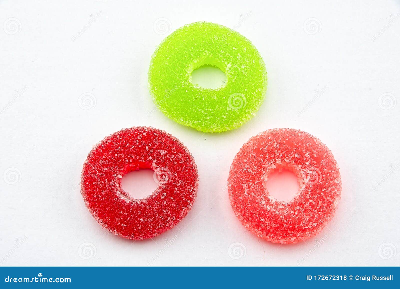 Three Round Sugar Coated Gummi Sweets Stock Photo Image of sale