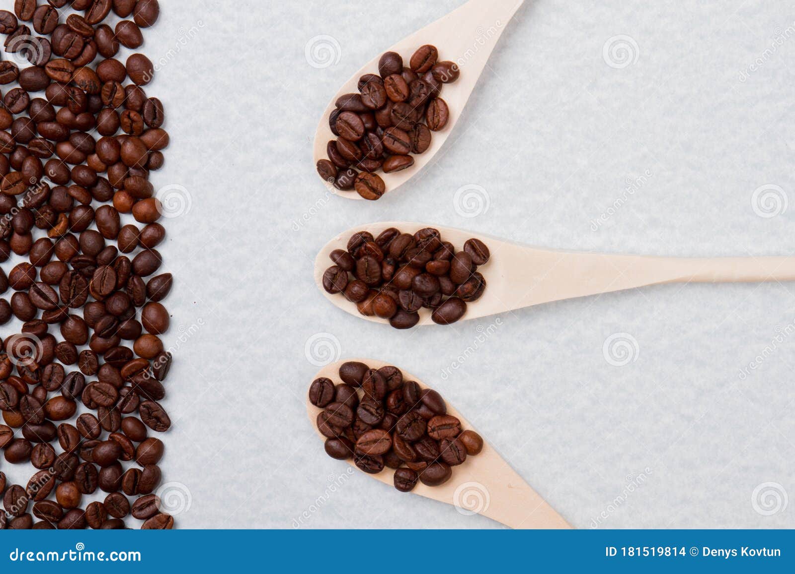 Three Rustic Wooden Tablespoons with Coffee Beans. Stock Photo Image of cafe, full 181519814