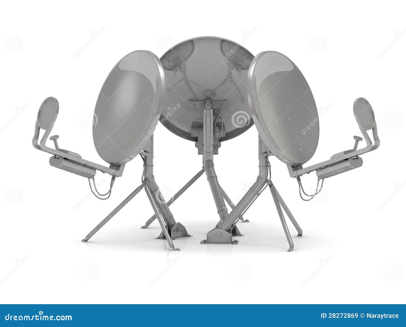 Three Satellite Dishes in Different Directions Stock Illustration