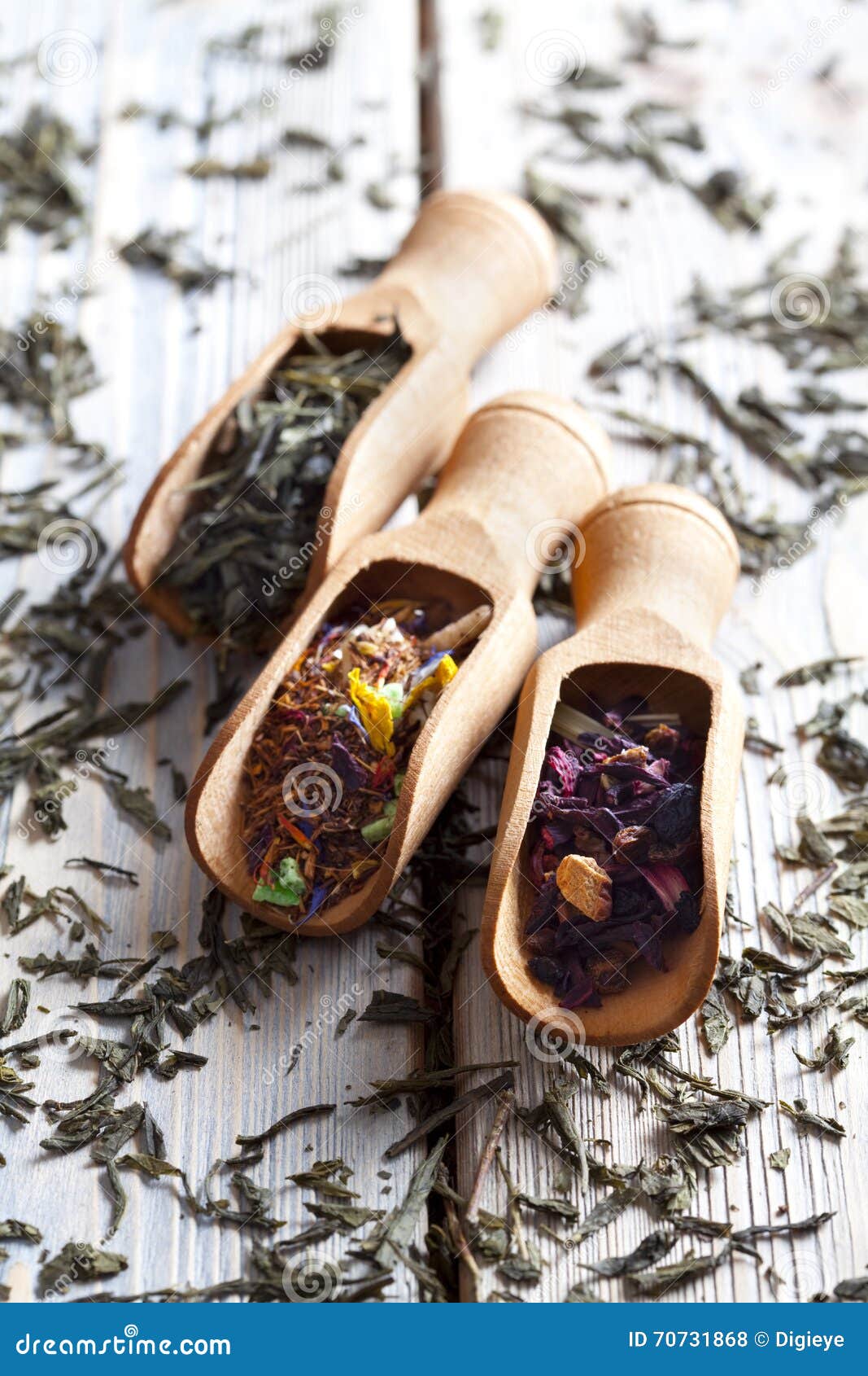 Three Scoops of Dried Tea Leaves Stock Photo Image of collection