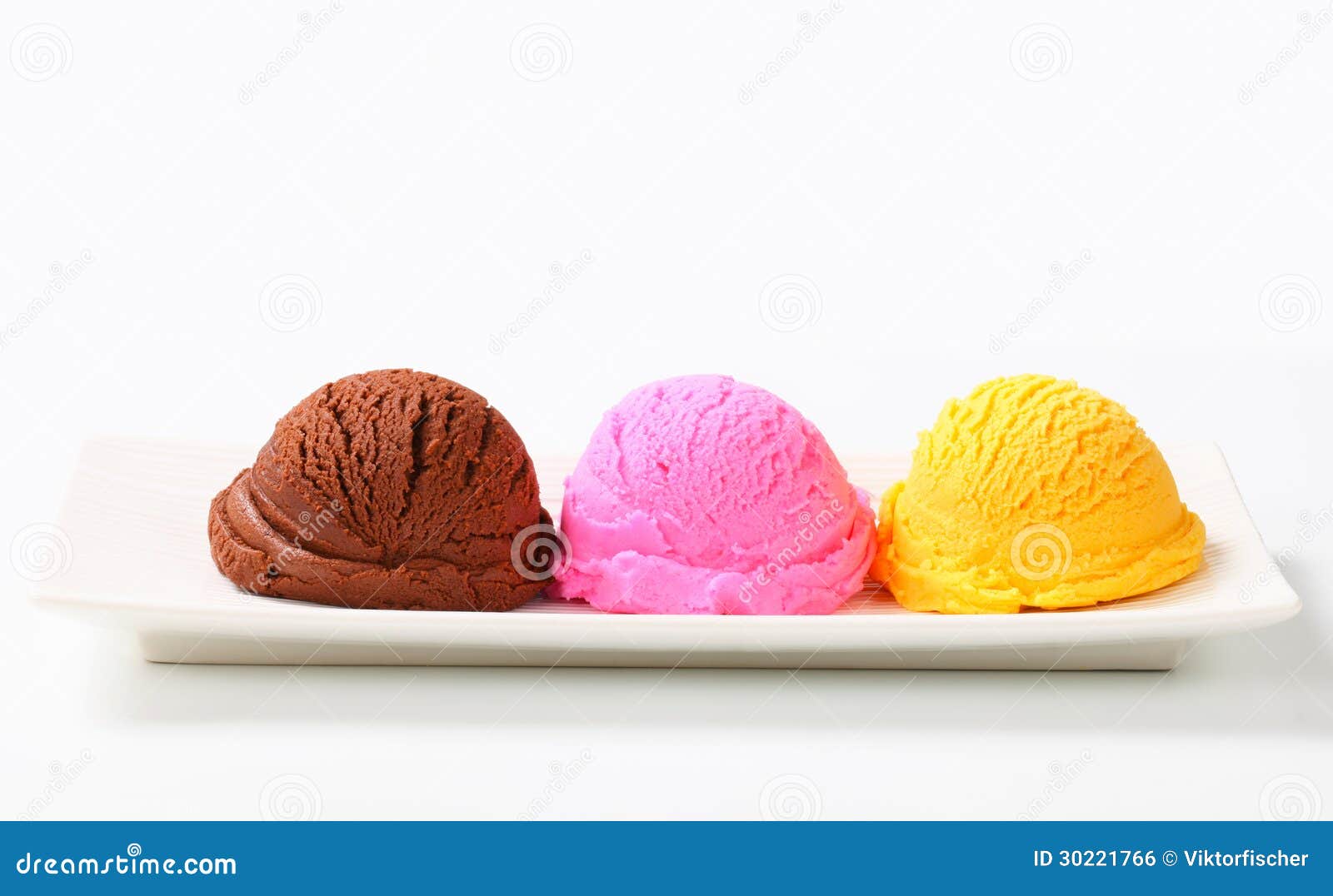 Scoops of Ice Cream on Plate Stock Photo Image of long, custard 30221766