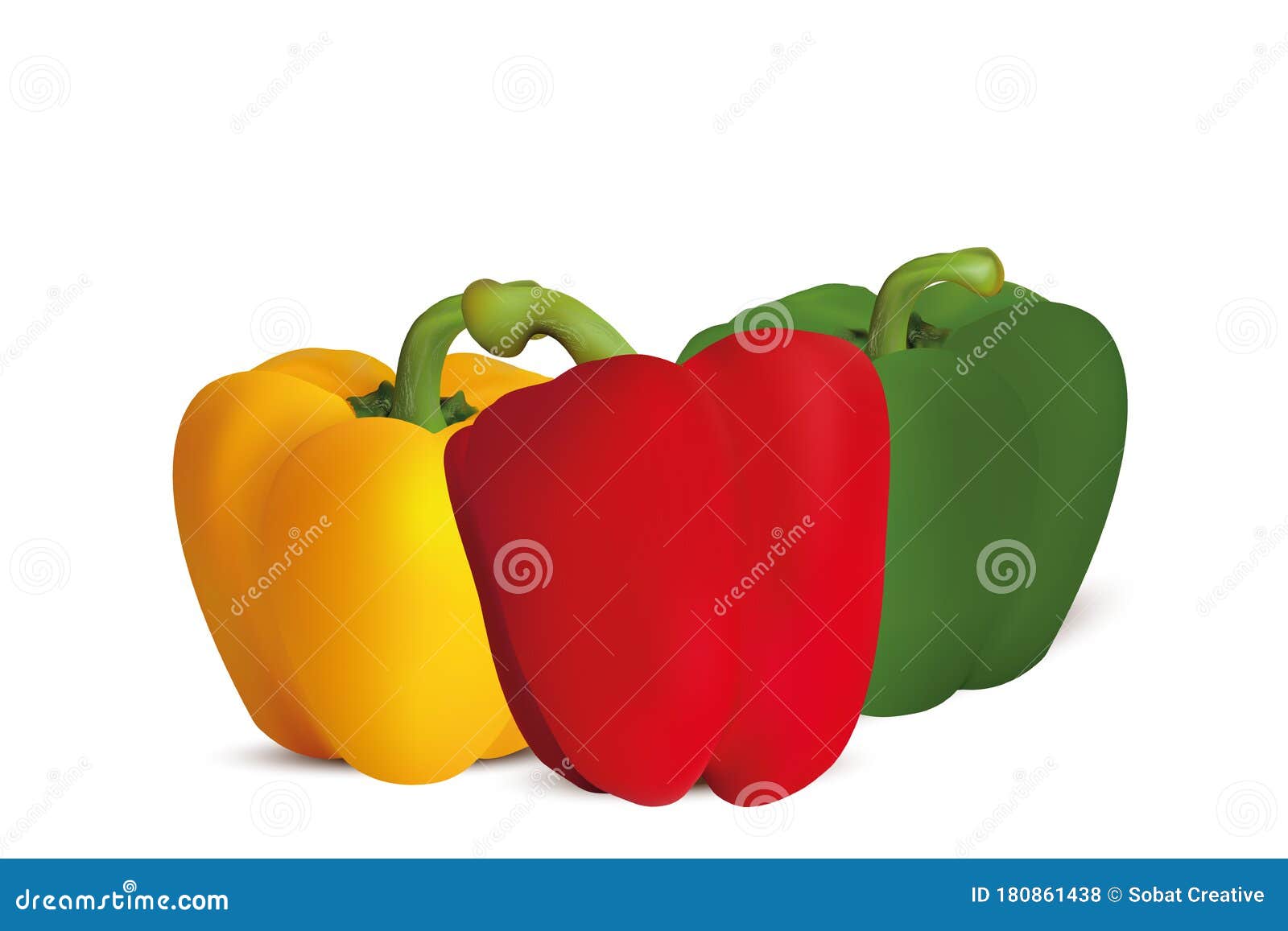 Three Set of Realistic Paprika Vector Design Stock Vector