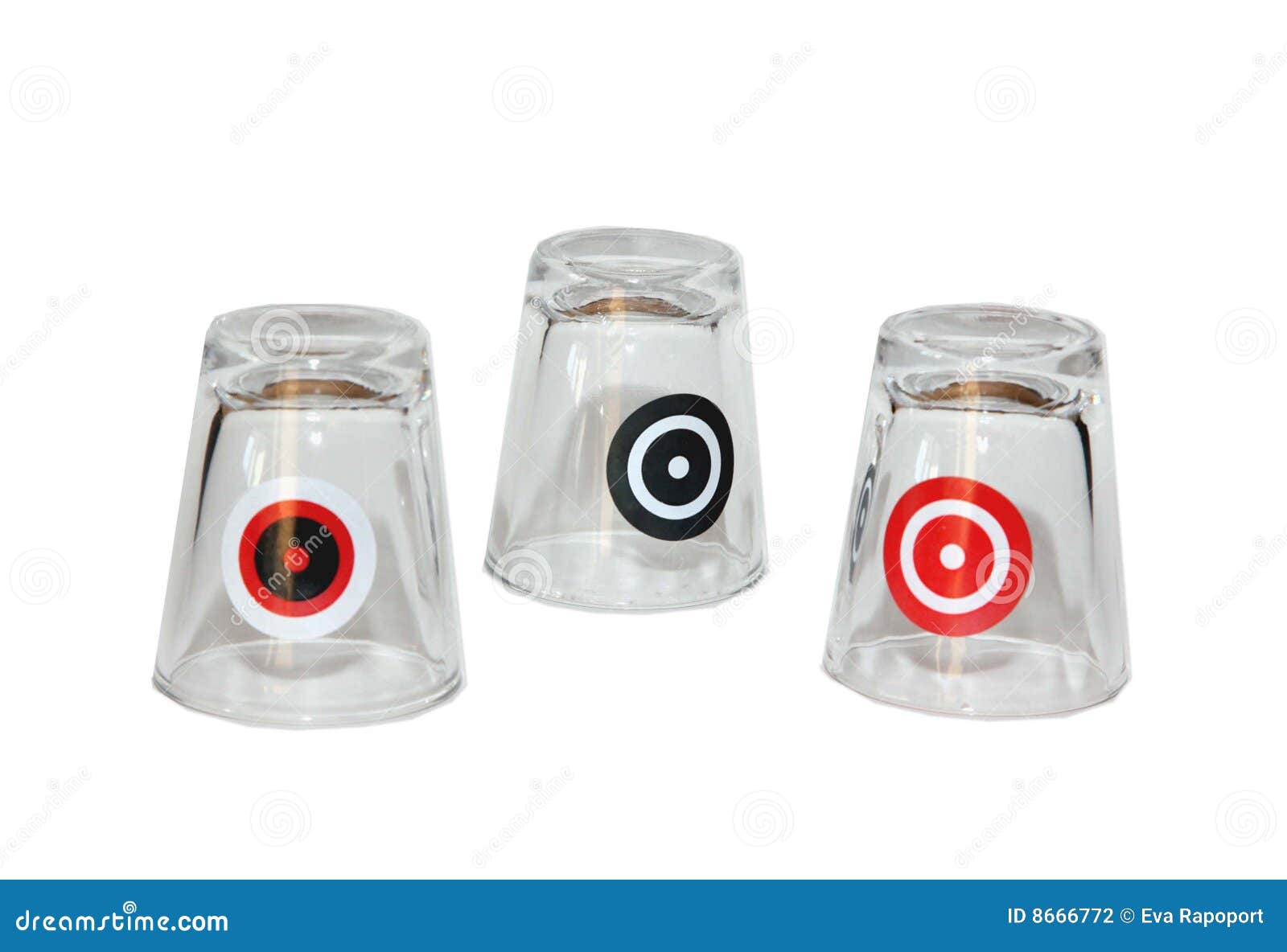 Three Shot Glasses With Targets On Them Stock Photo Image of shot