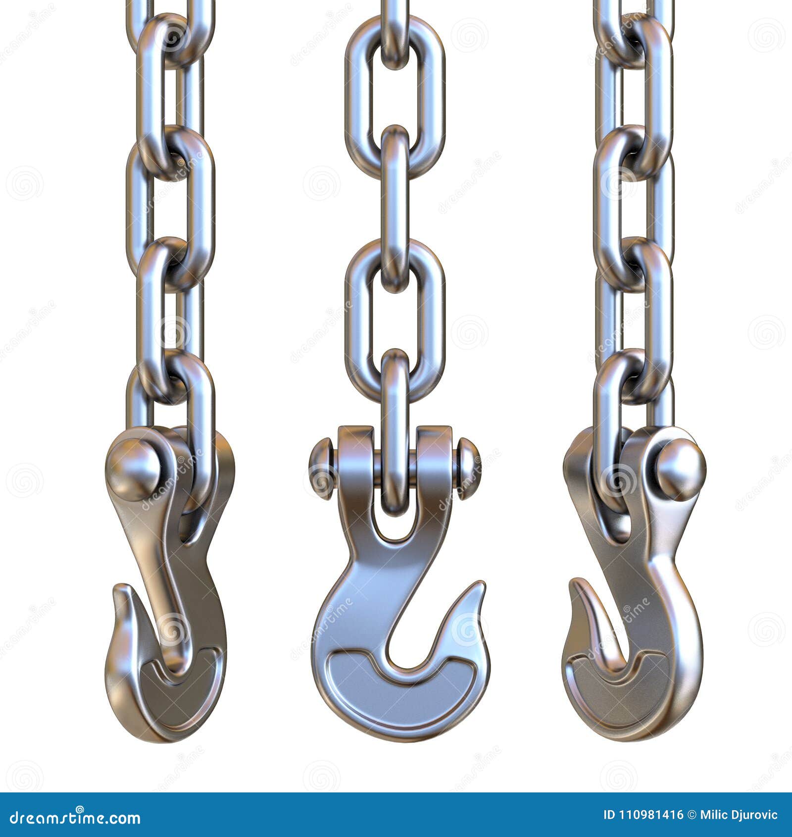Three Silver Hook and Chain 3D Stock Illustration - Illustration of ...