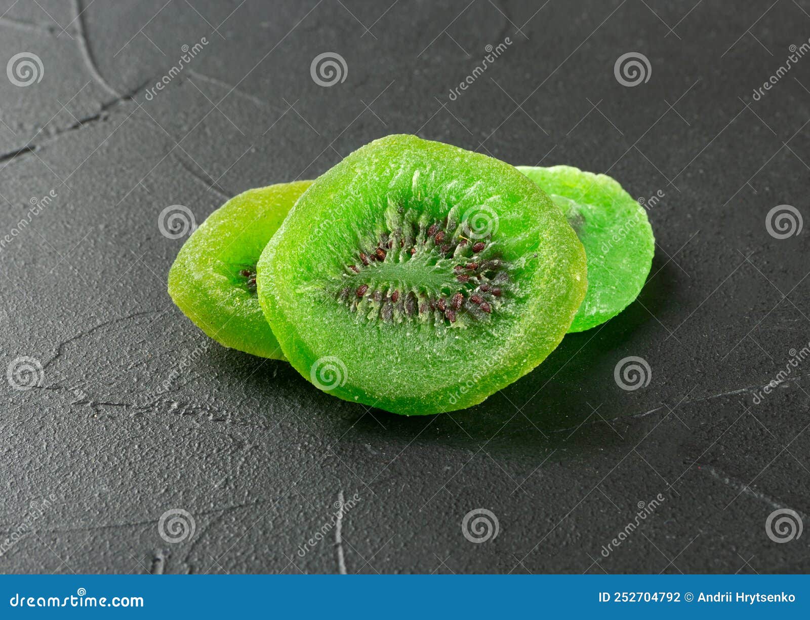 Three Slices of Dry Kiwi Fruit Stock Photo Image of detail, seeds