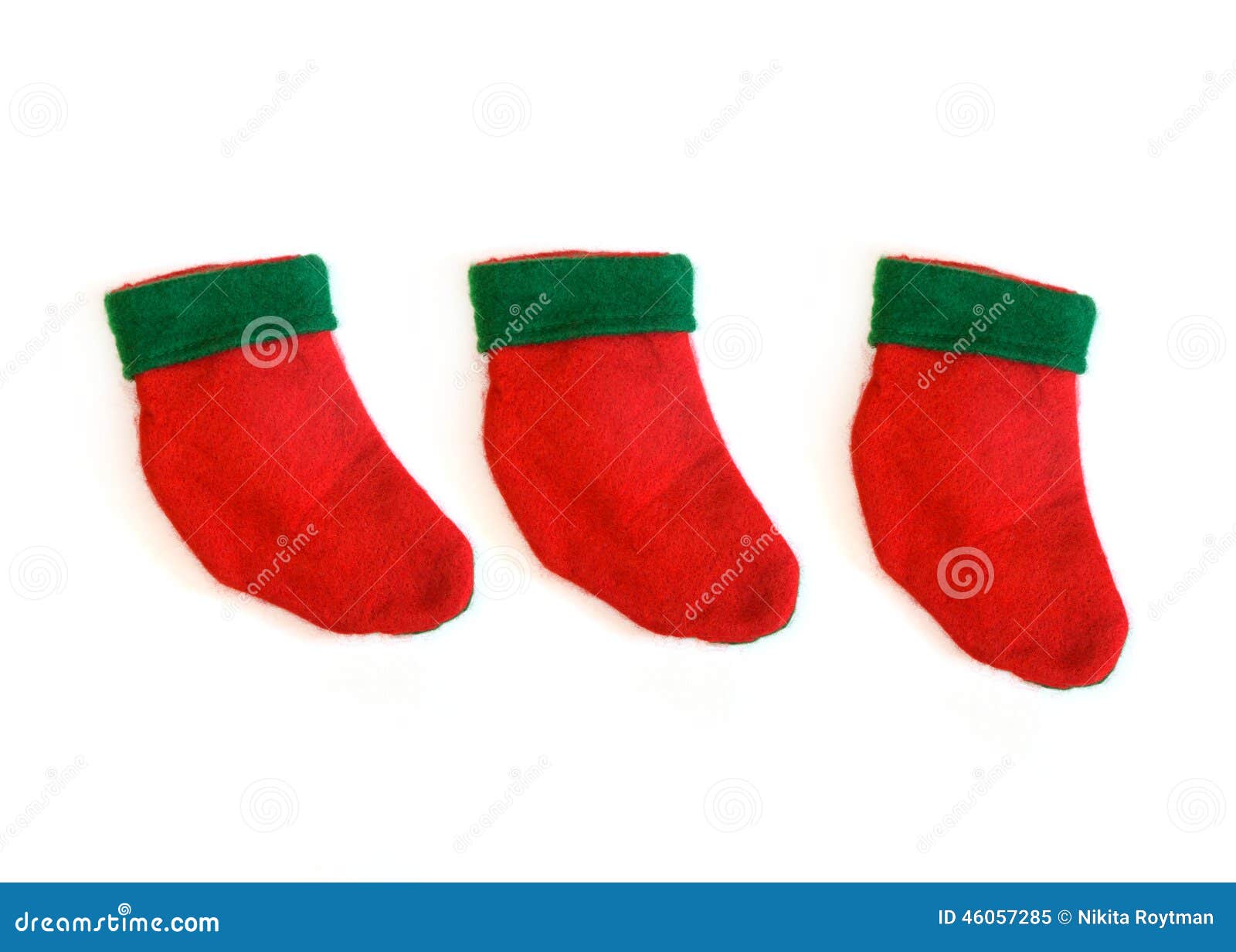 Three Small Christmas Stockings Stock Image - Image of white, presents ...