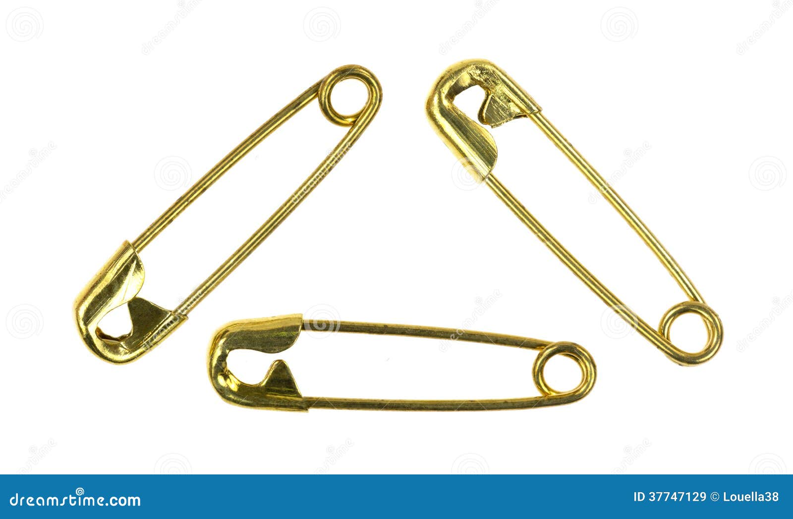 Three Small Gold Safety Pins Stock Image Image of points, safety