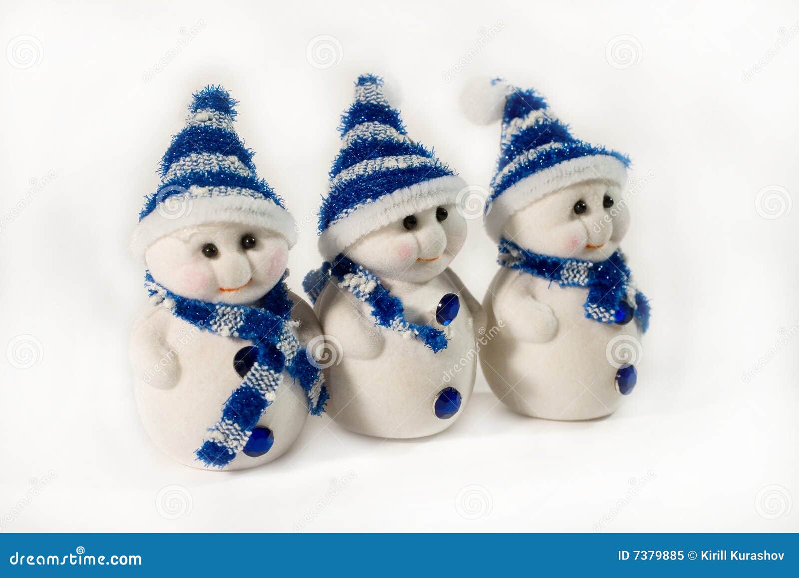 Three small snowmen stock image. Image of soft, small 