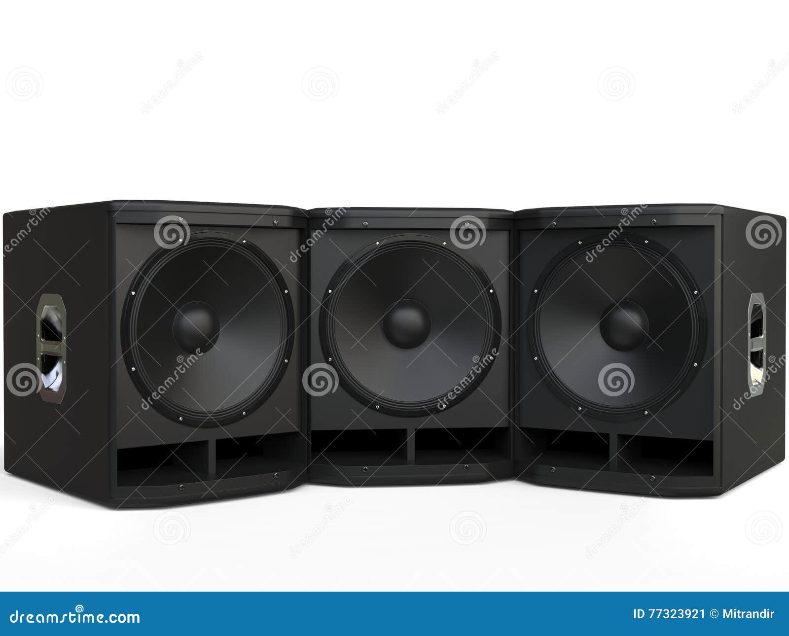 three small subwoofer speakers