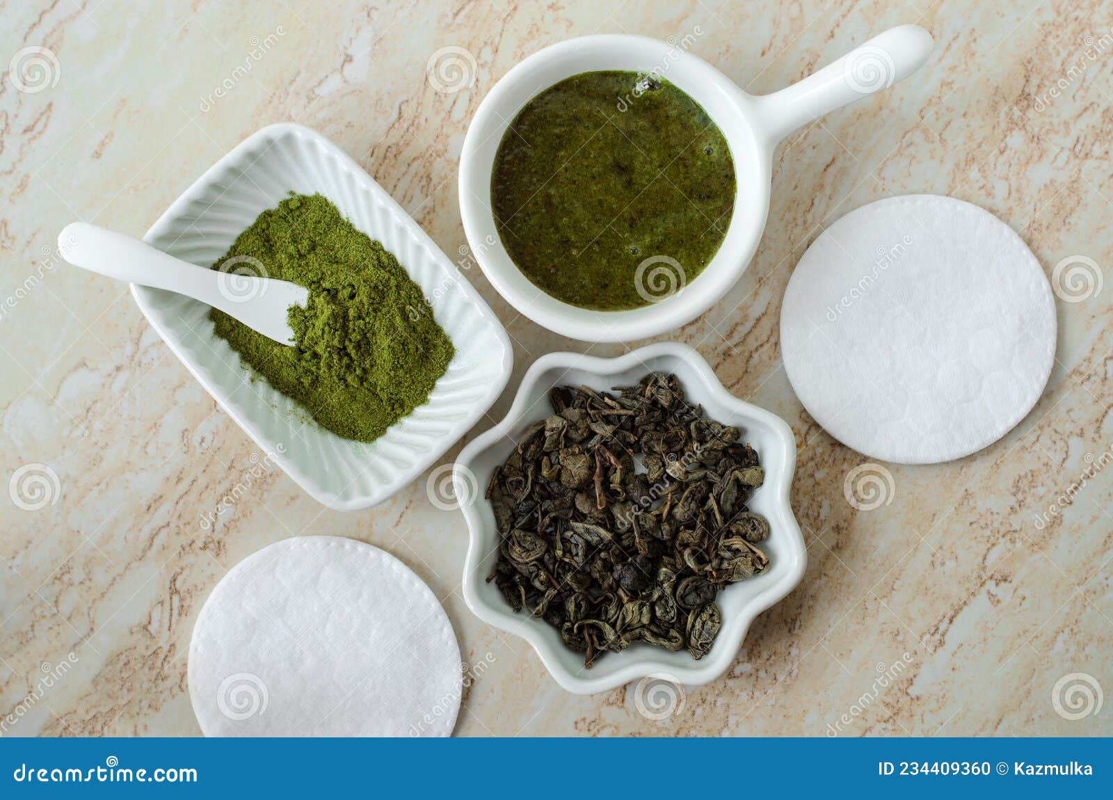 Three Small White Bowls with Dry Green Tea Leaves, Green Tea Face or Hair Mask and Matcha Powder and Cotton Pads. Natural Beauty Stock Photo - Image of green, chinese: 234409360 Three Small White Bowls with Dry Green Tea Leaves, Green Tea Face or Hair Mask and Matcha Powder and Cotton Pads. Natural Beauty Stock Photo - Image of green, chinese: 234409360