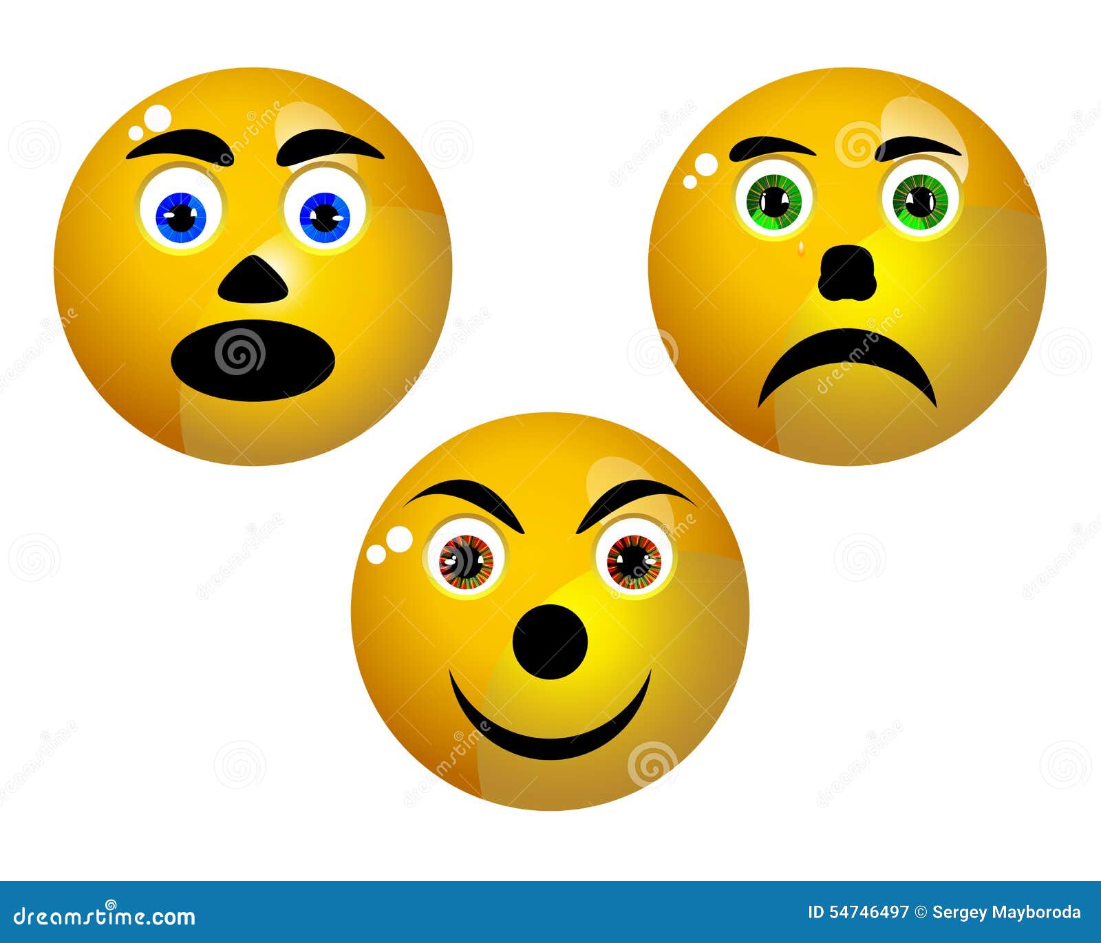 Three smiley stock vector. Illustration of isolated, icon 54746497