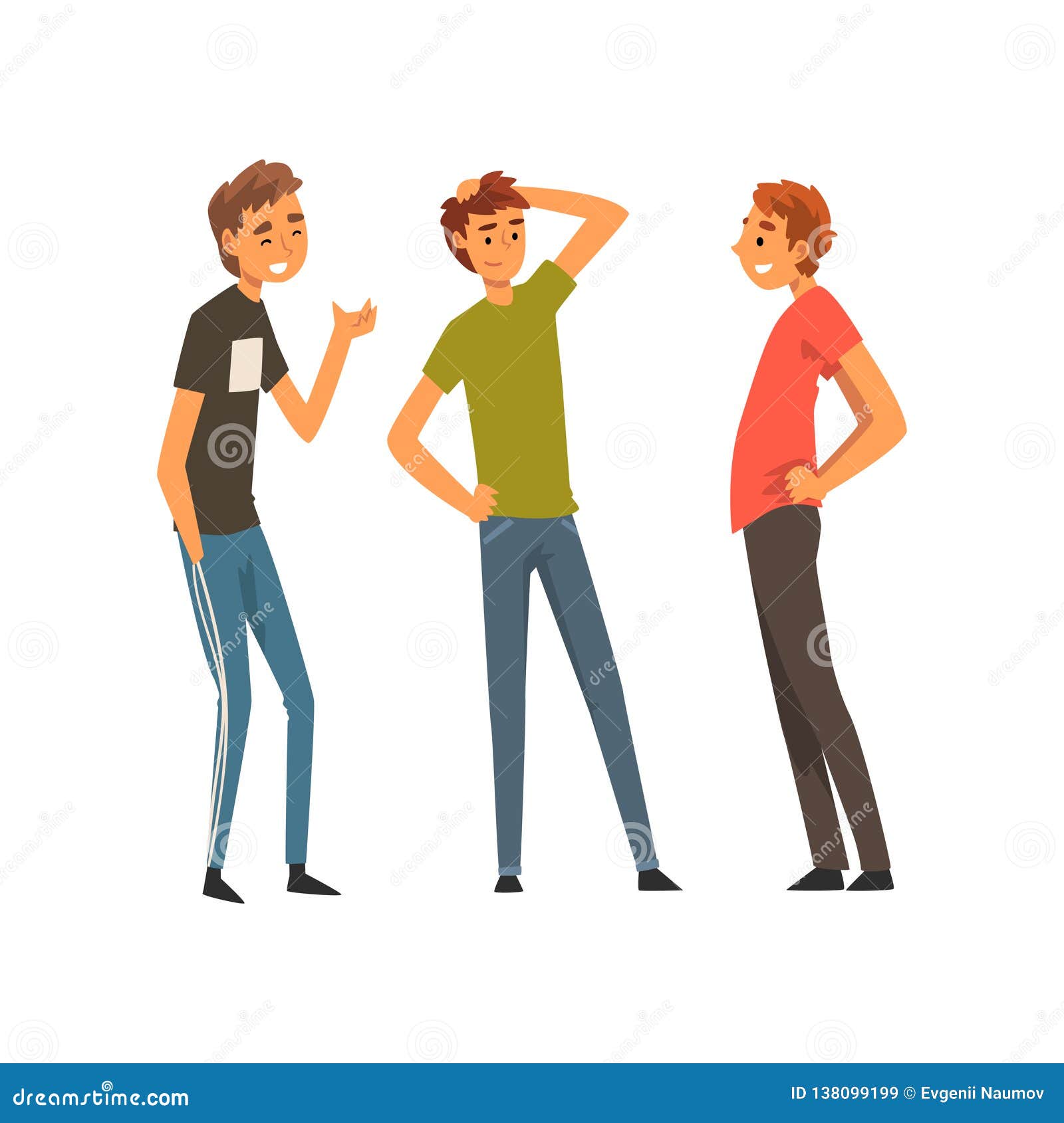 Three Smiling Best Male Friends Talking Together, Male Friendship Vector  Illustration Stock Vector - Illustration of society, social: 138099199