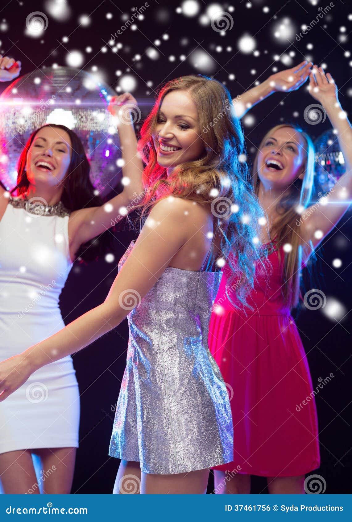 Three Smiling Women Dancing in the Club Stock Photo - Image of clubbing ...