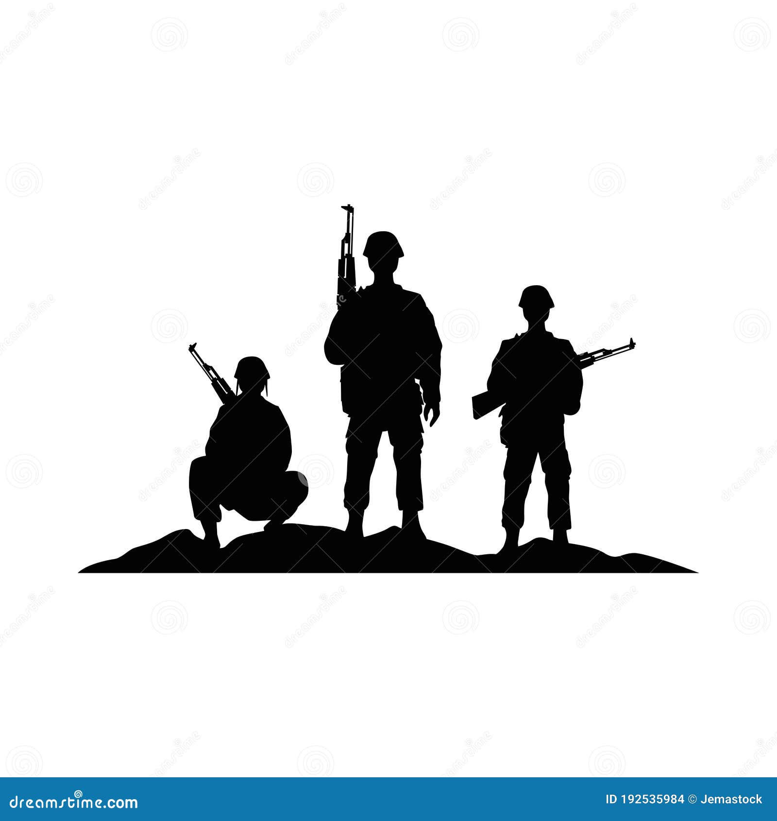 three soldiers military silhouettes figures