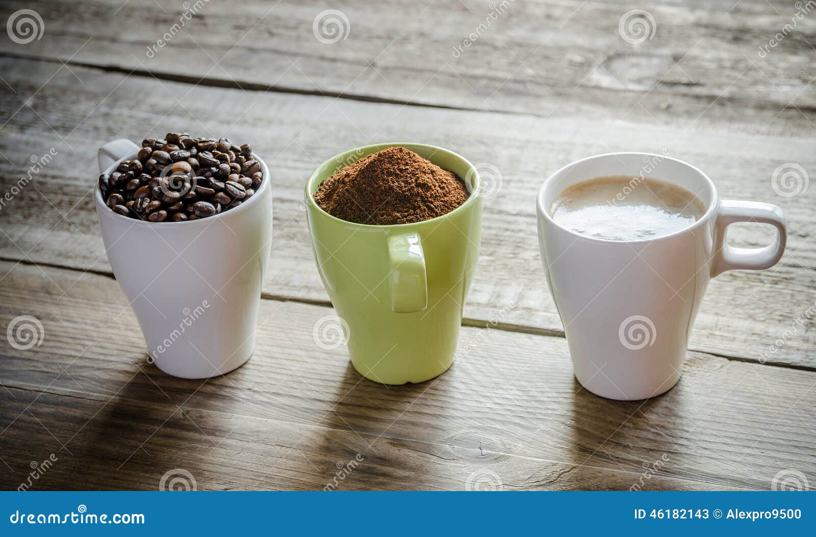 Three Stages of Coffee Preparation Stock Image Image of dark, brown