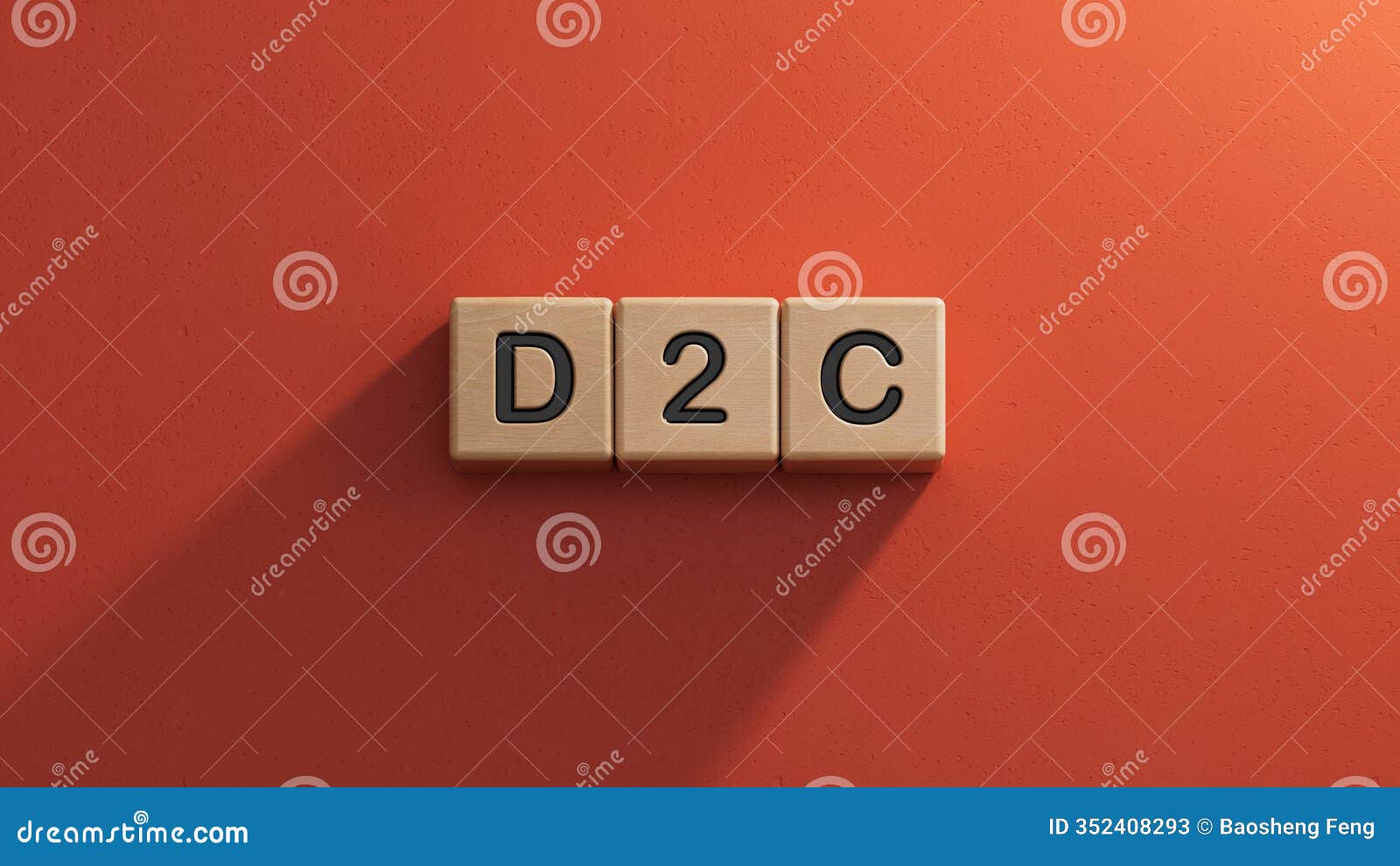 three stone cubes, tables with the word d2c - acronim direct to consumer.