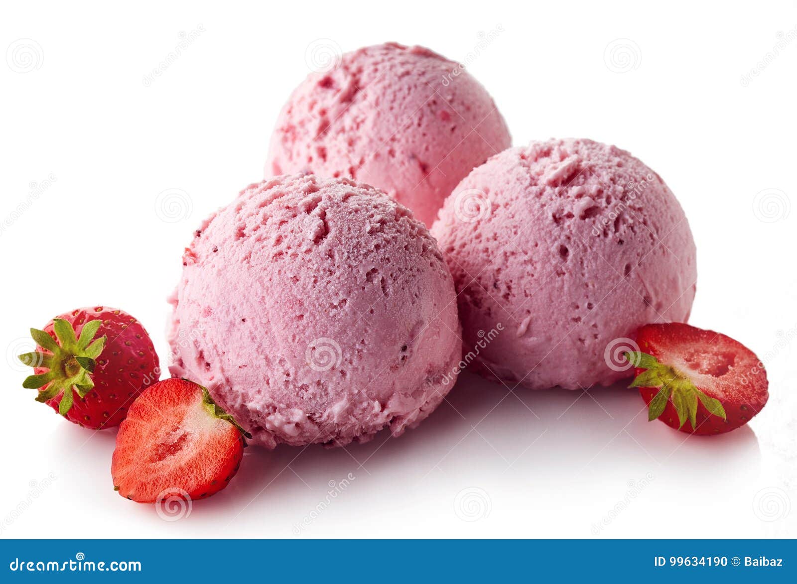 Tasty Strawberry Ice-cream Balls On White Background Stock Photo, Picture  and Royalty Free Image. Image 115474142.