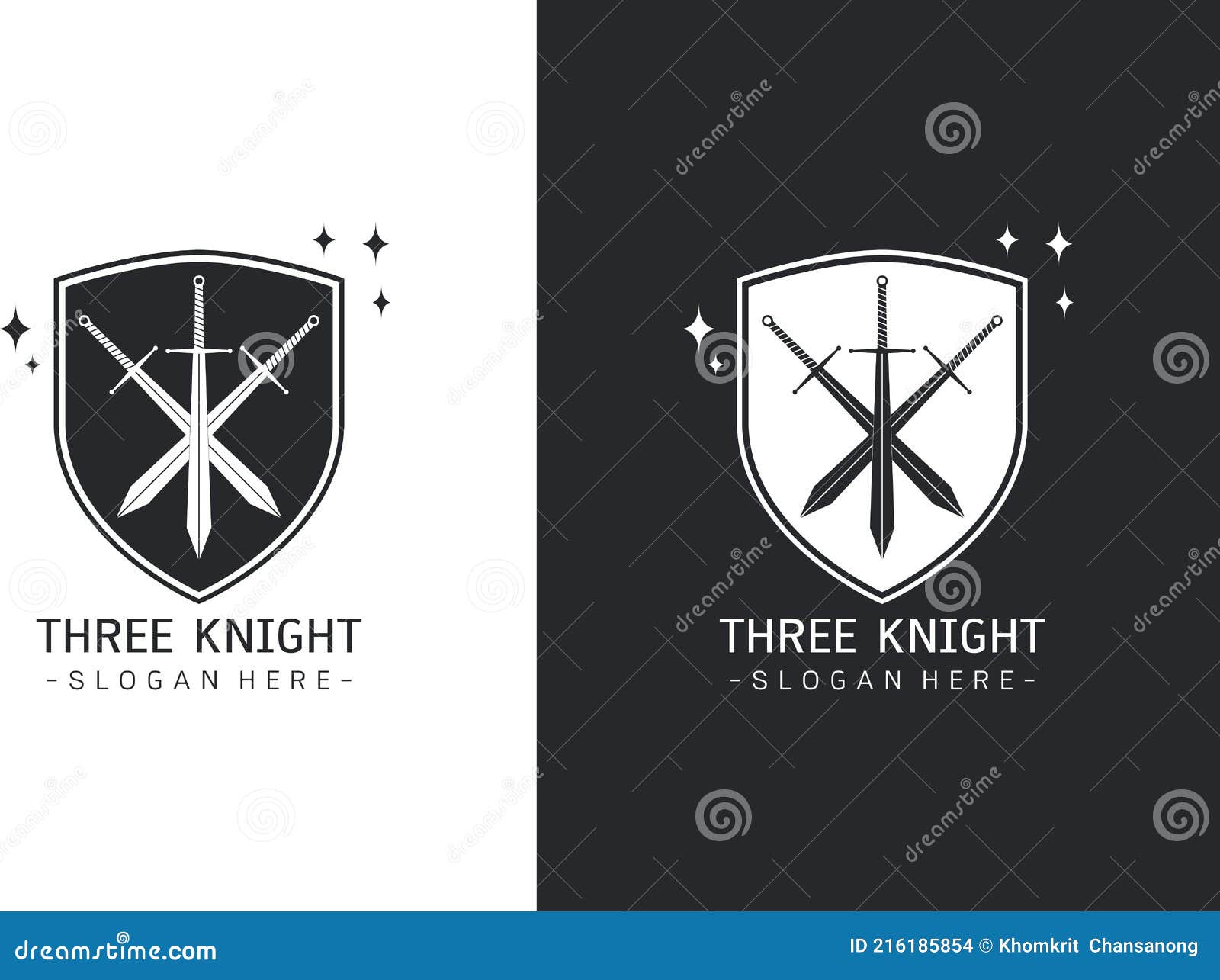 Three swords logo template stock vector. Illustration of literary -  216185854