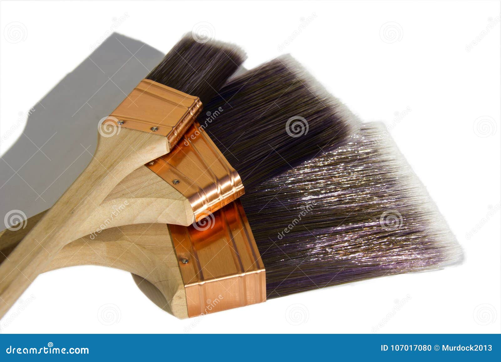 Three Synthetic Paint Brushes Stock Photo Image of emulsion, large