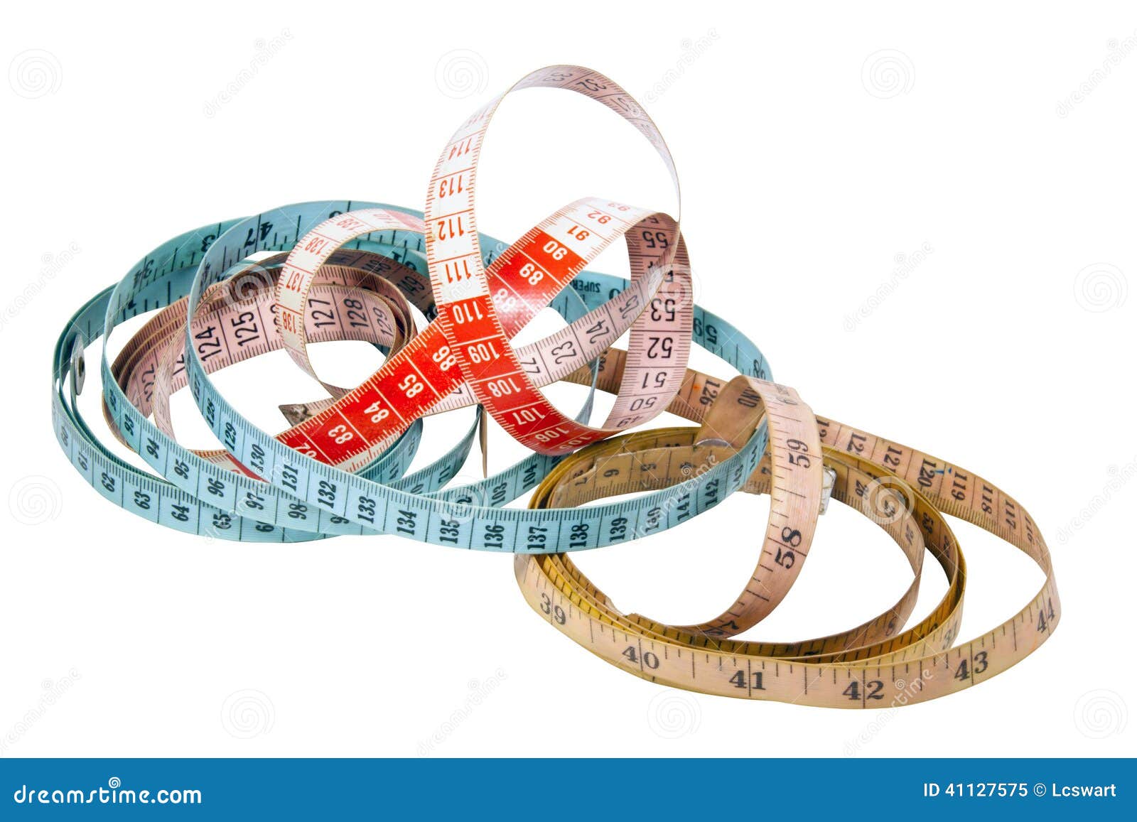 Three Tape Measures Marked in Inches and Centimetres Stock Image