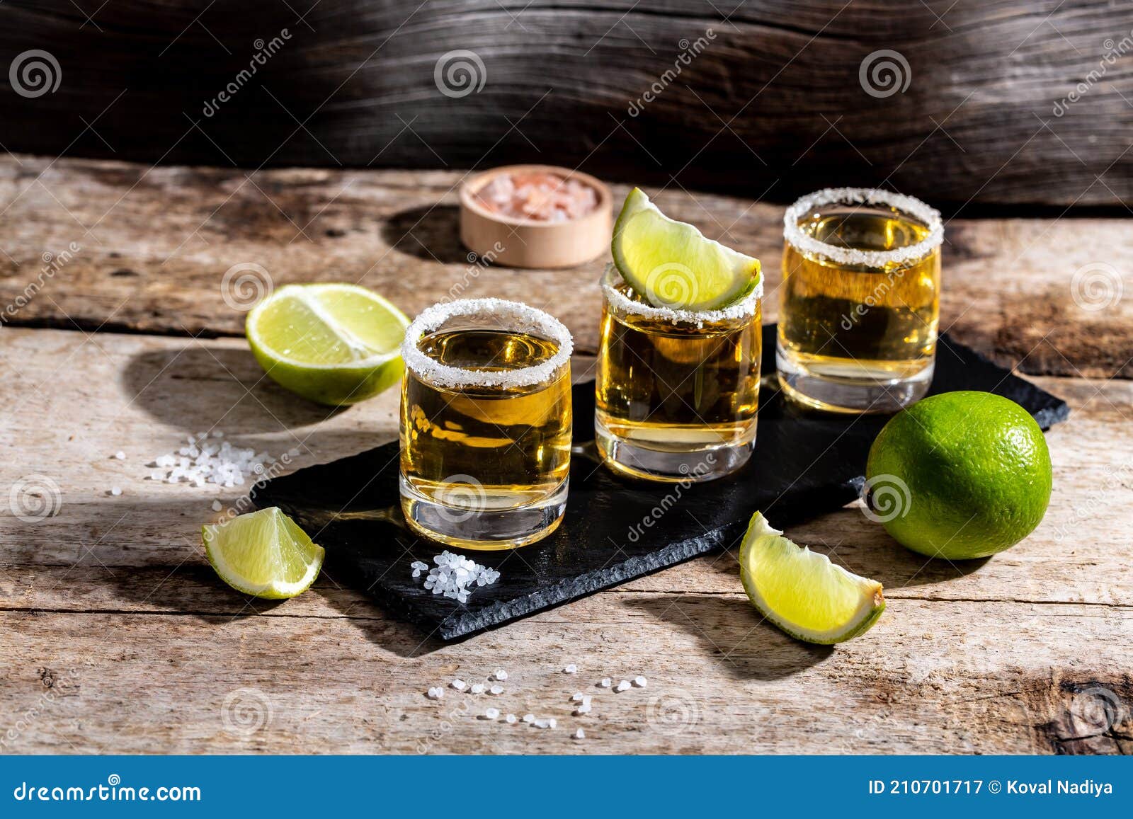 Three Tequila Shot Glasses with Salt and Lime Mexican National Drink ...