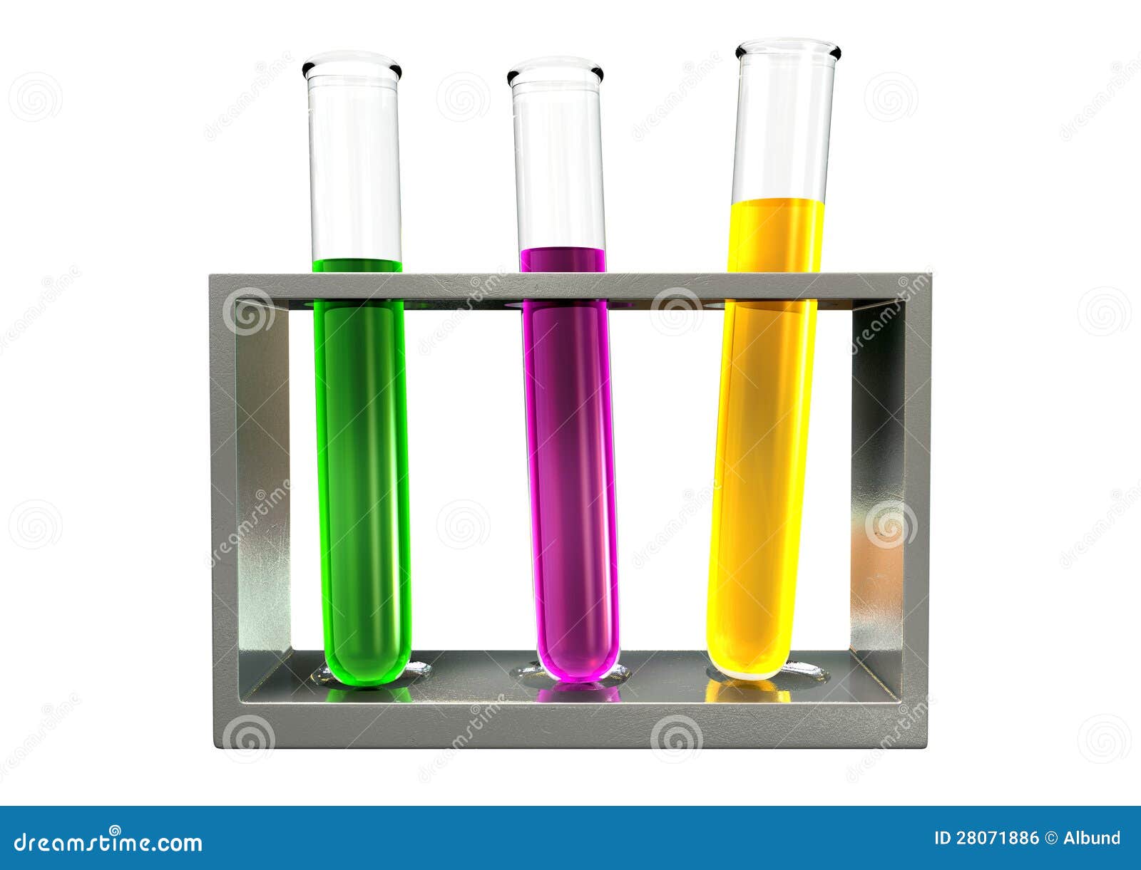 Three Test Tubes in a Metal Stand Front Stock Illustration