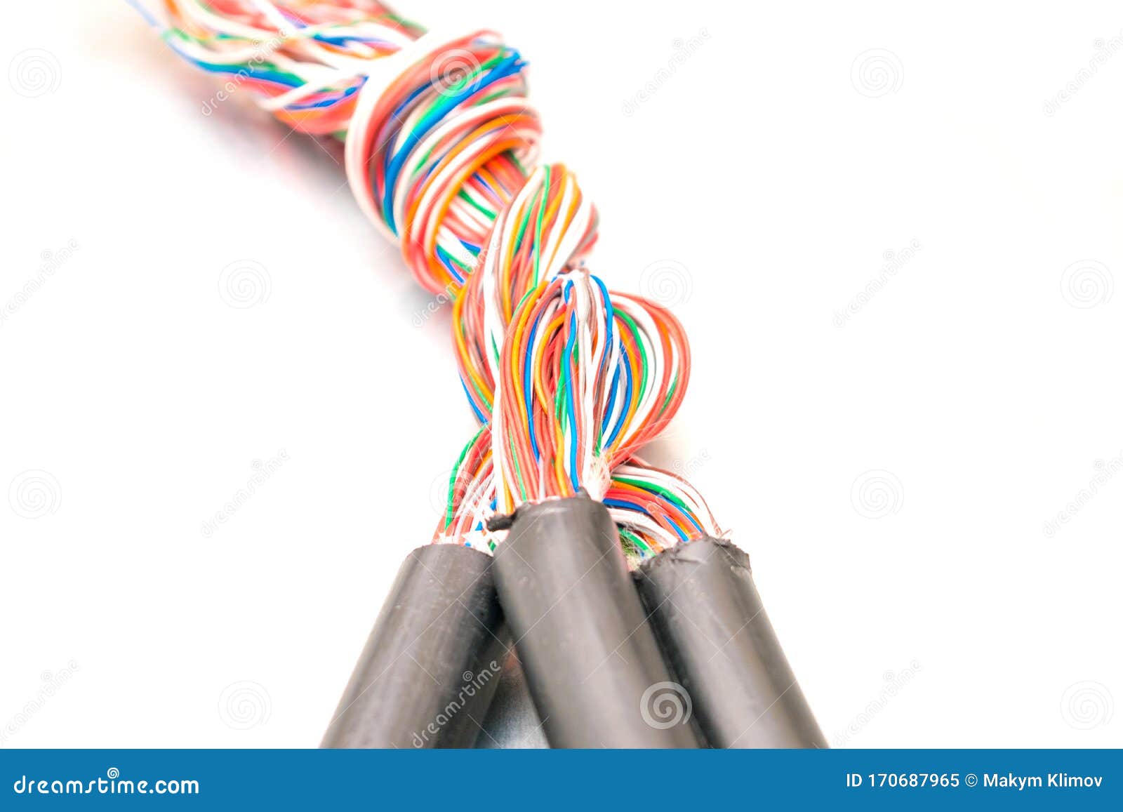 Three Thick Cables Tangled in One Big Bundle of Wires. Interlacing  Telecommunications Telephone and Internet Lines Stock Image - Image of  color, link: 170687965