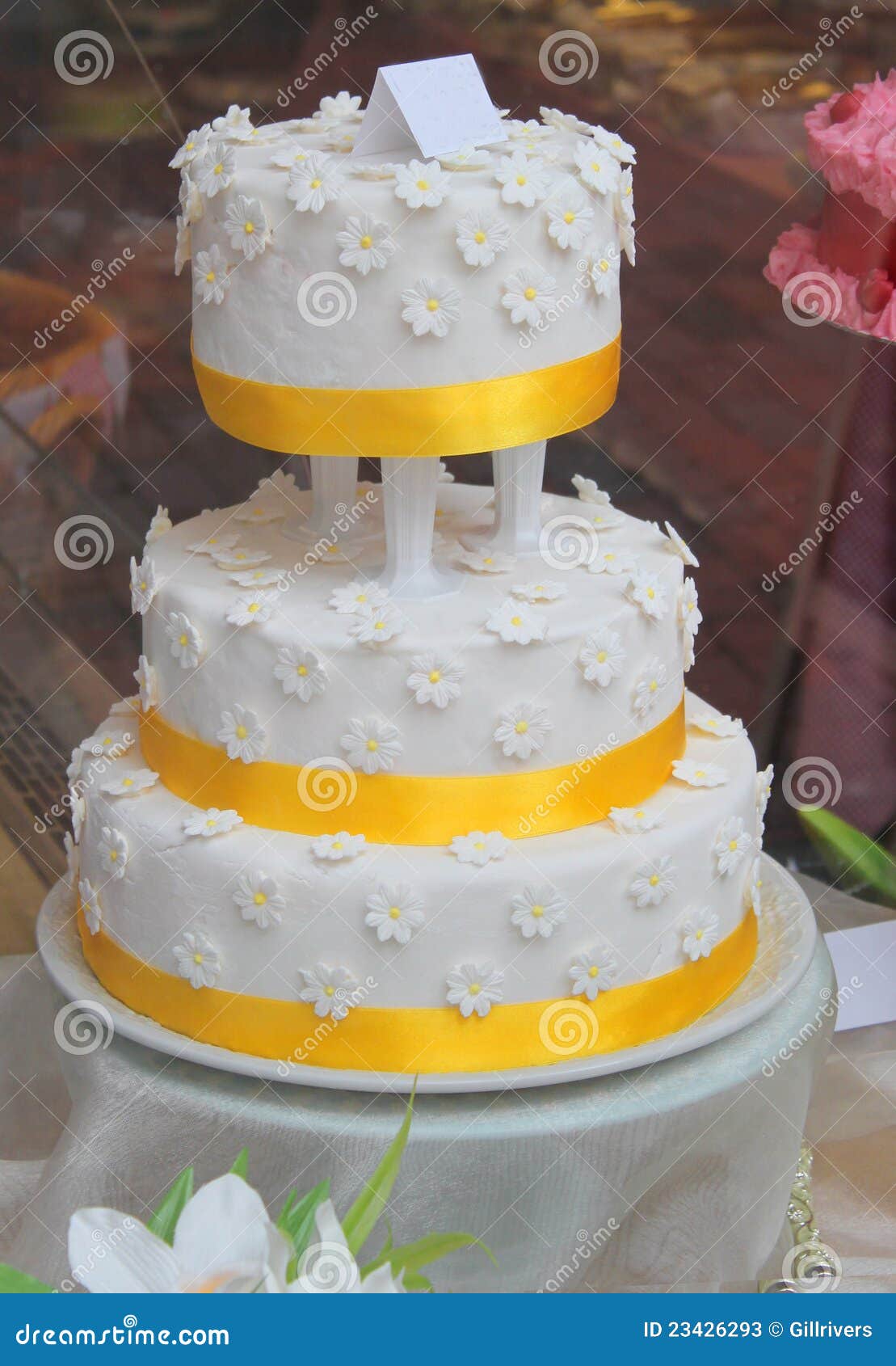 Three Tier Floral Wedding Cake Stock Image - Image of businesses ...